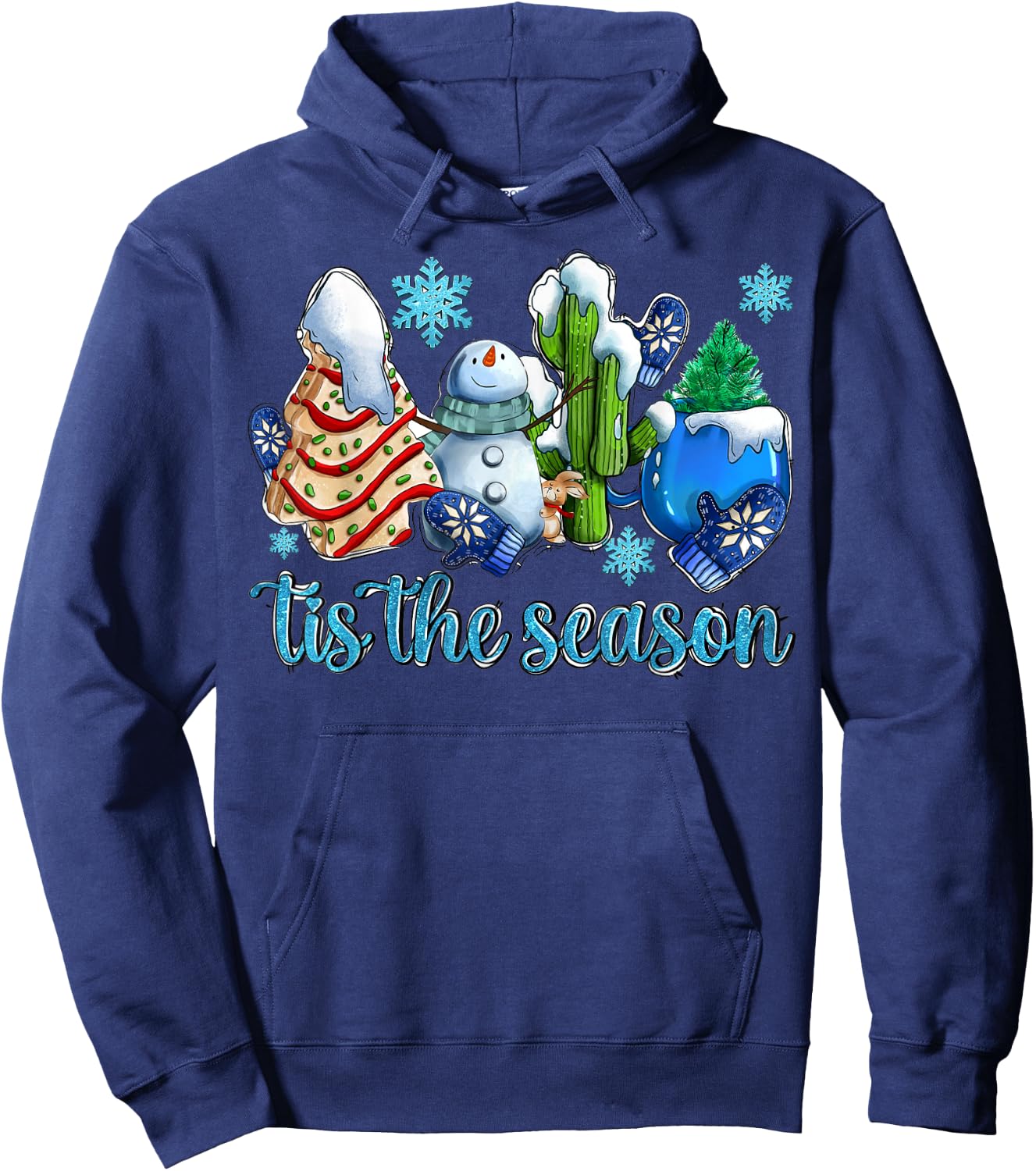 Tis The Season Winter And Snowman Christmas Family Matching Hoodie - Hoodie | Navy