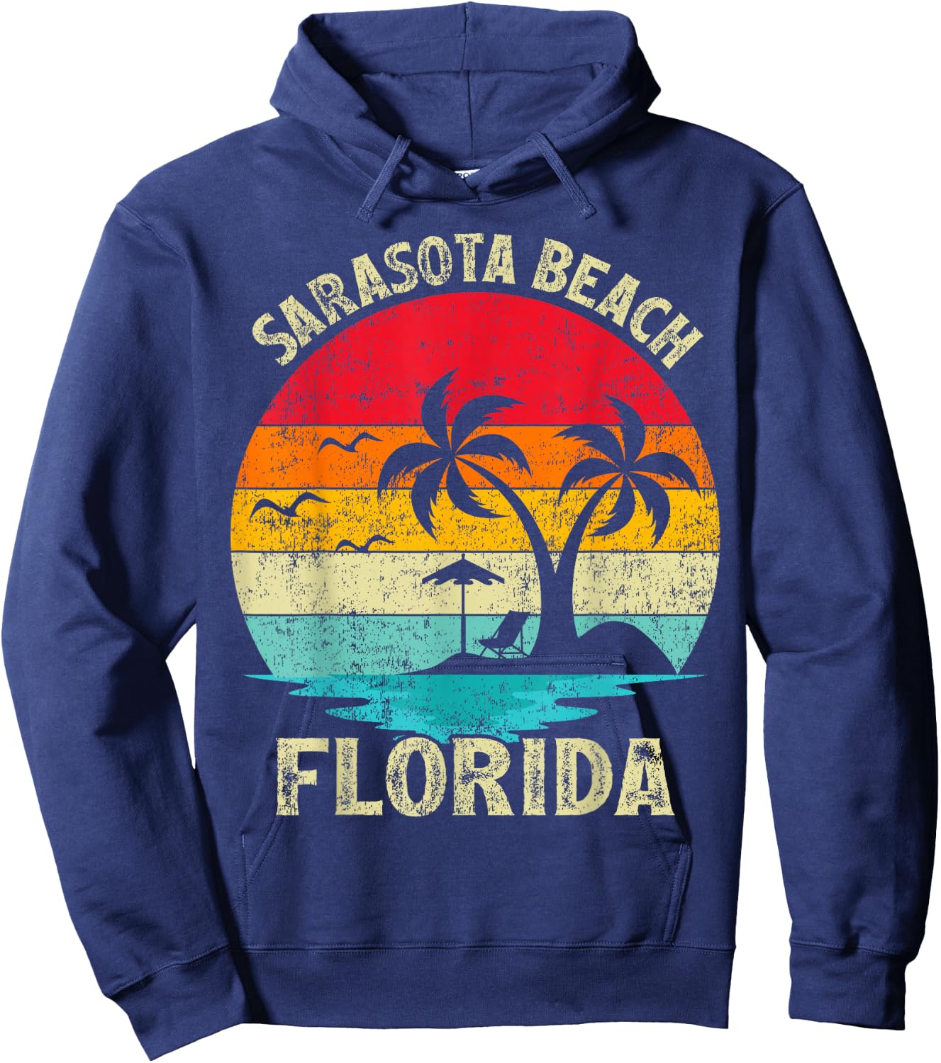 Family Vacation Vintage Retro Florida Sarasota Beach Men Women Girls Kids Hoodie - Hoodie | Navy