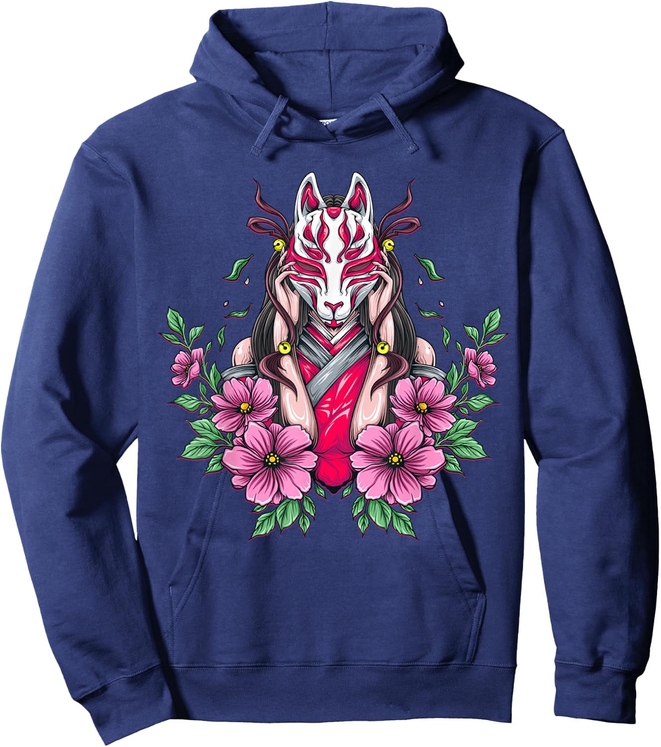 Woman with kitsune mask Nine Tailed Fox Hoodie - Hoodie | Navy