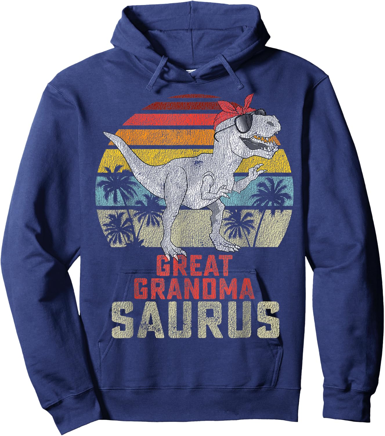 Grandmasaurus T Rex Dinosaur Great Grandma Saurus Family Hoodie - Hoodie | Navy
