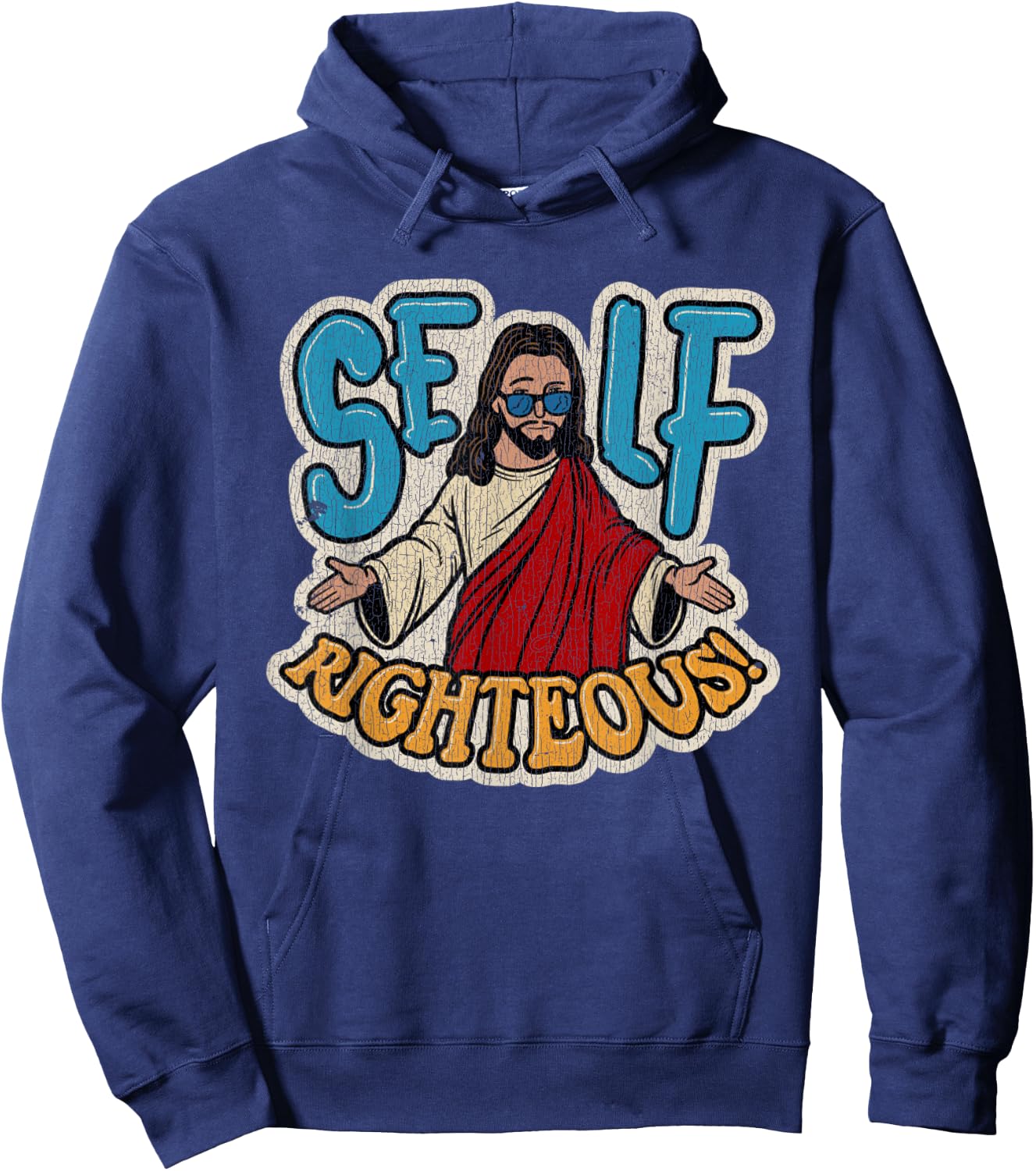 Vintage Self Righteous! Righteous Jesus Hoodie - Hoodie | Navy