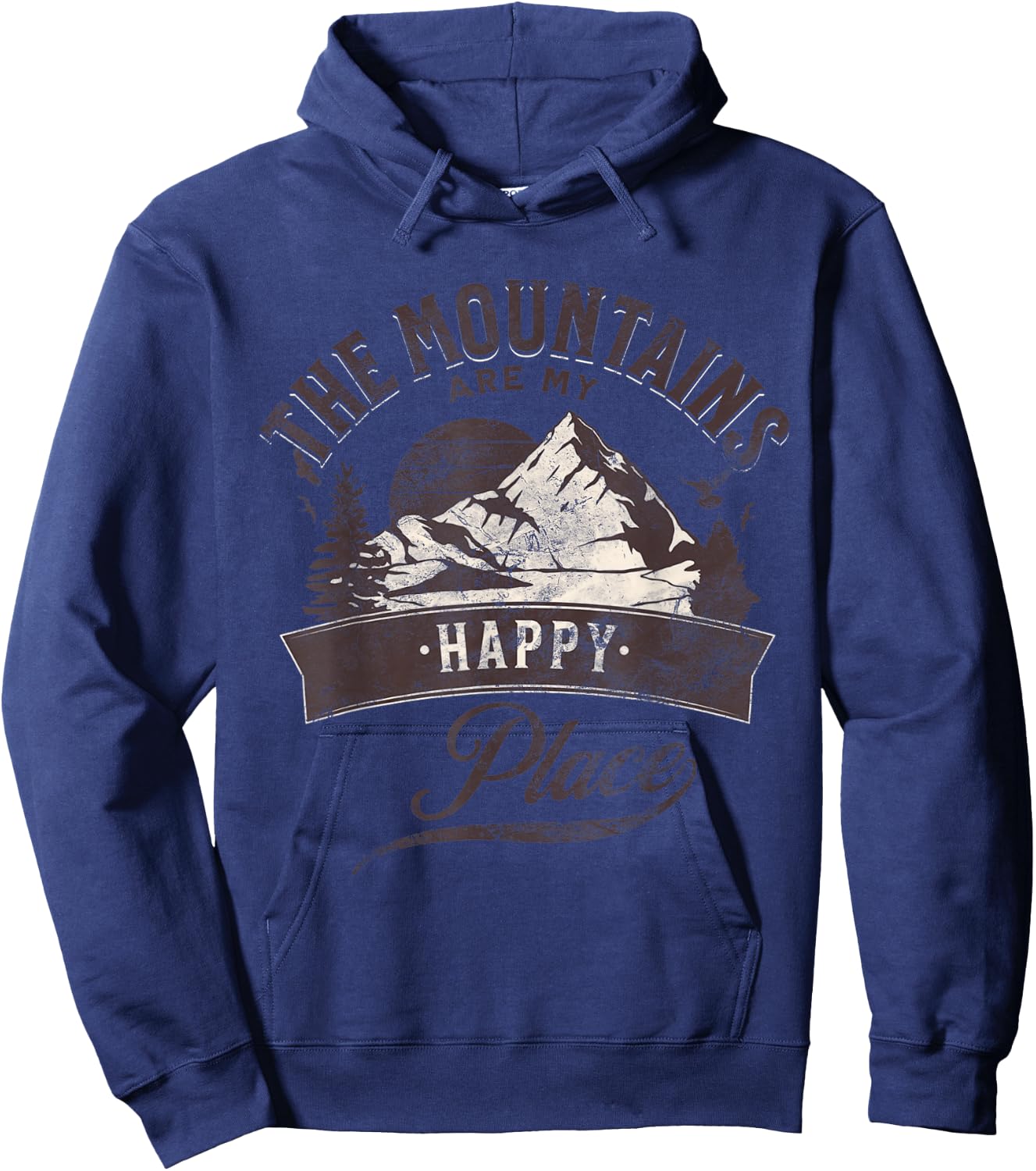 Outdoors Mountains Are My Happy Place Camping Hiking Hoodie - Hoodie | Navy