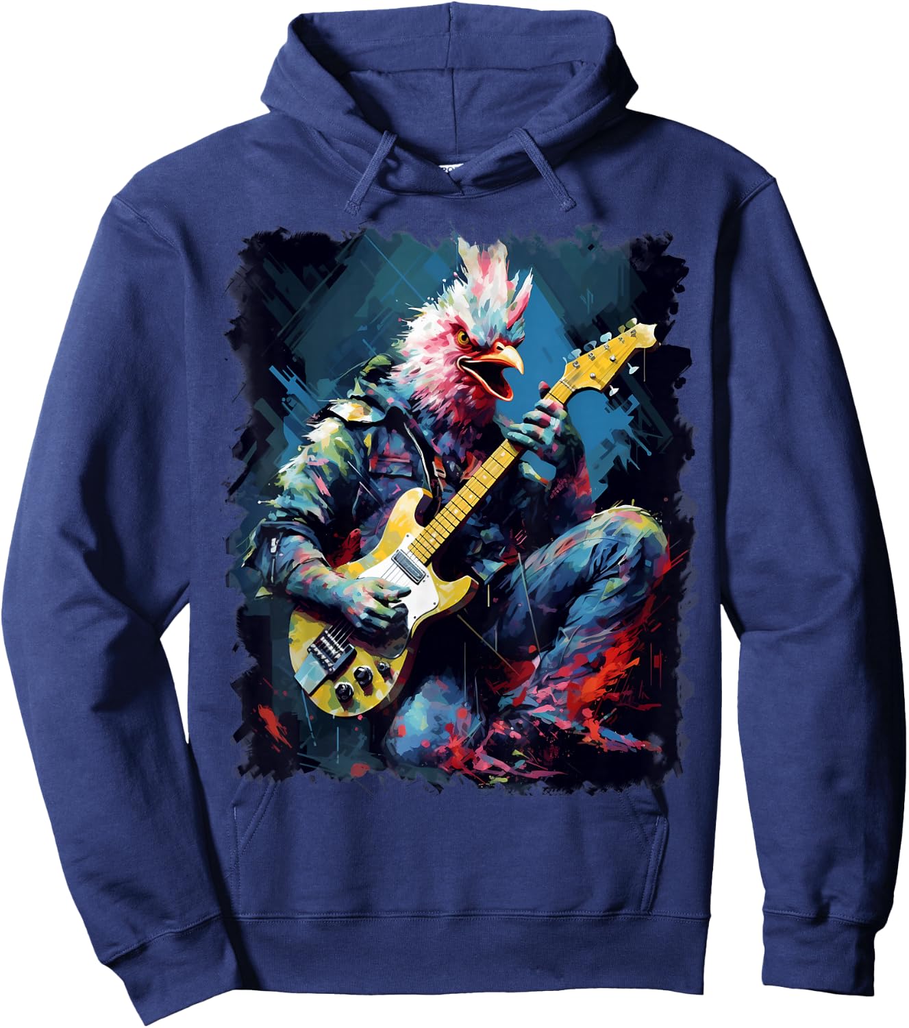 Rock Guitar Chicken Guitarist Hoodie - Hoodie | Navy
