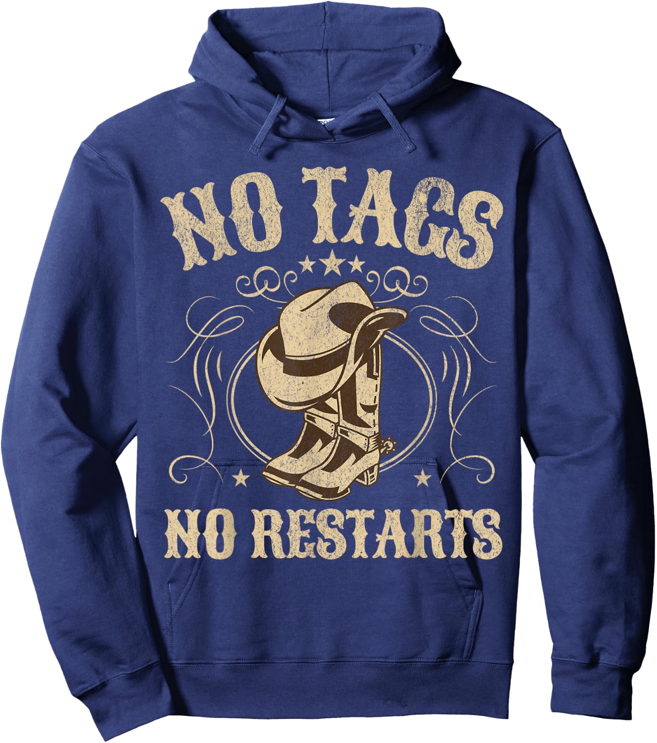 No Tags No Restarts Cowboy Western Country Fan Line Dance Hoodie - Hoodie | Navy
