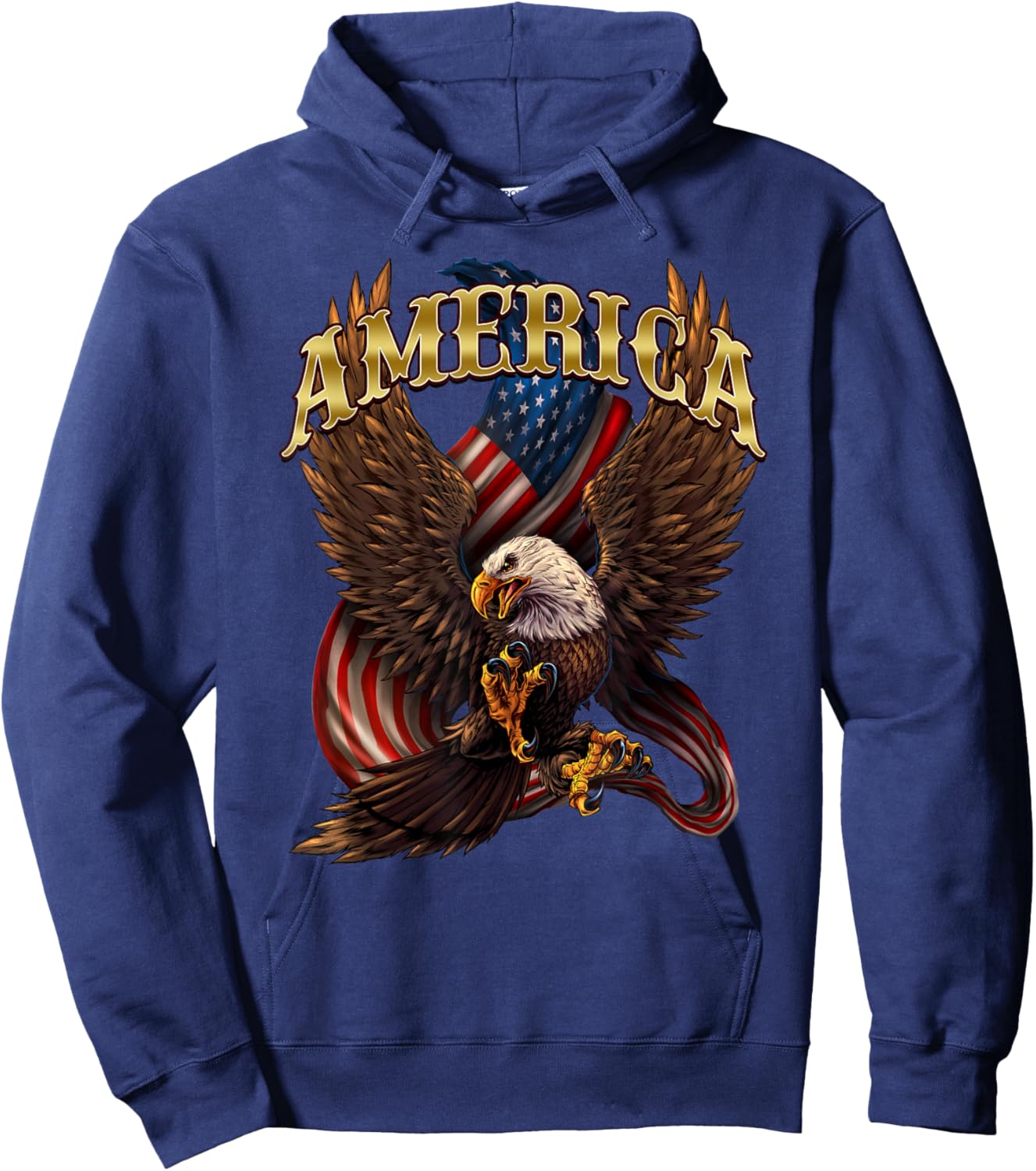 Patriotic America Design With Eagle And American Flag Hoodie - Hoodie | Navy