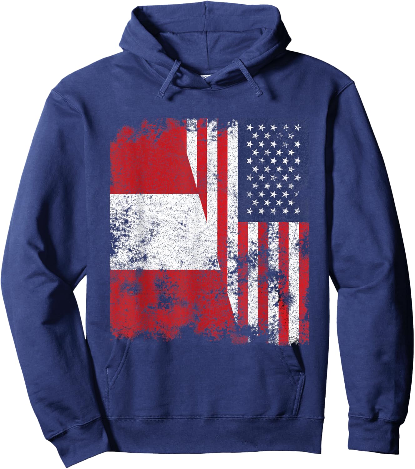Peru USA Flag Distressed - Half American Hoodie - Hoodie | Navy