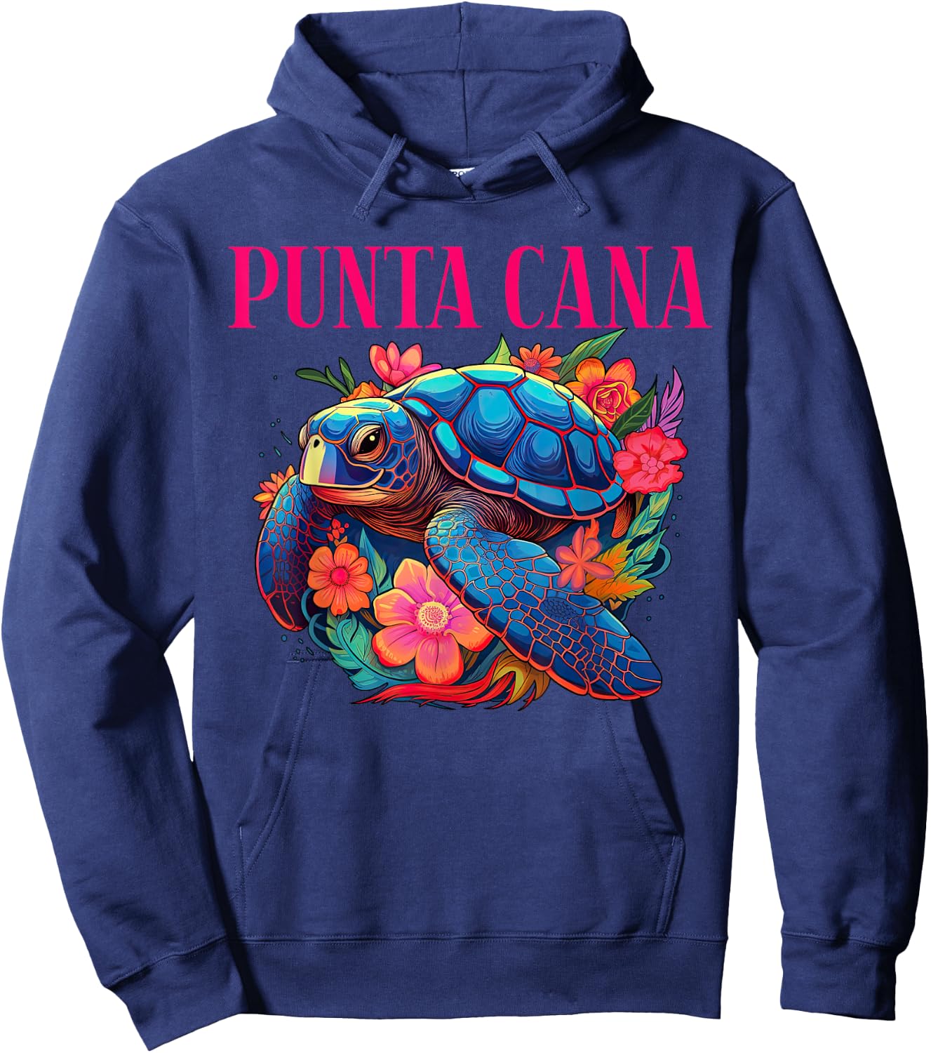Punta Cana Floral Beach Turtle Souvenir Men Women Kids Hoodie - Hoodie | Navy