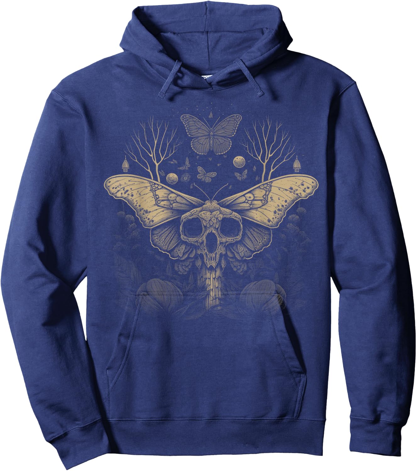 Cute Fairycore Floral Moth Aesthetic Girls Women Graphic Hoodie - Hoodie | Navy