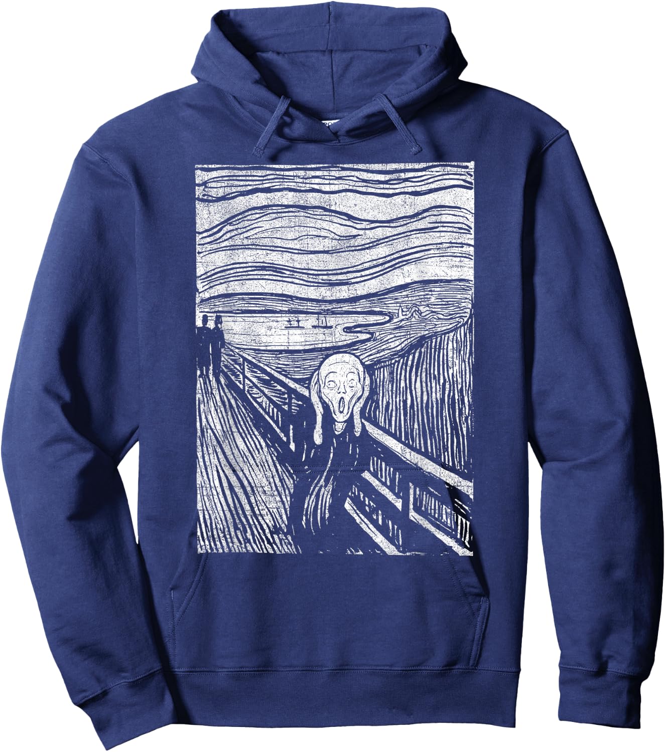 The Scream Famous Art by Munch Artist Painting Vintage Hoodie - Hoodie | Navy
