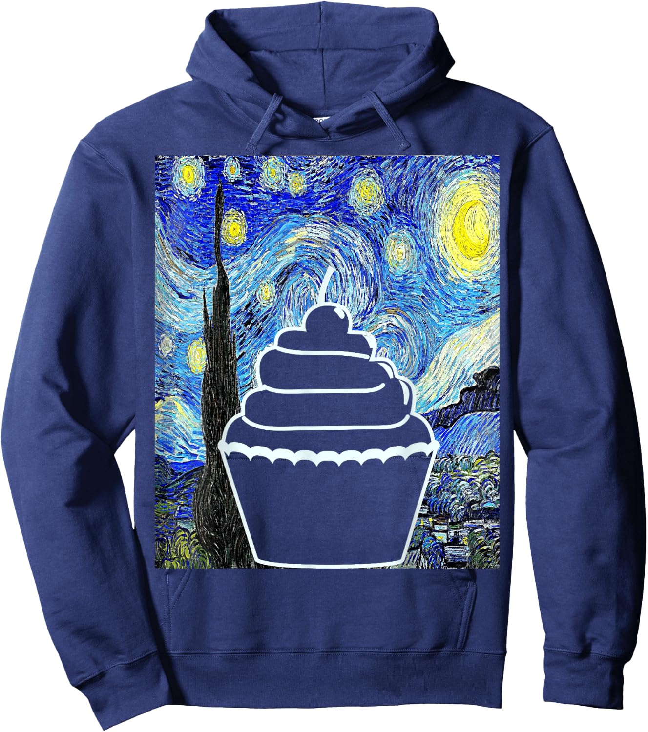Cupcake Starry Night Cupcake Lover Baking Painting Hoodie - Hoodie | Navy