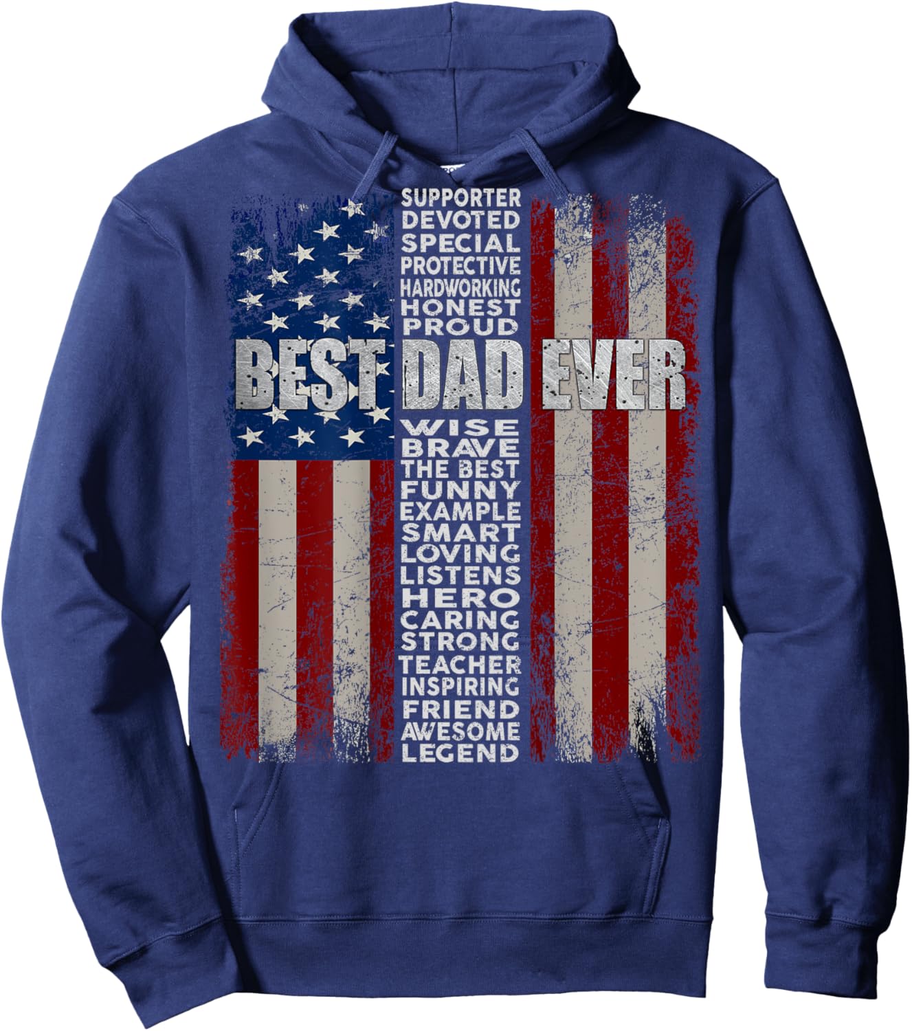 Dad American Flag Father's Day 4th of July Gift Father Daddy Hoodie - Hoodie | Navy