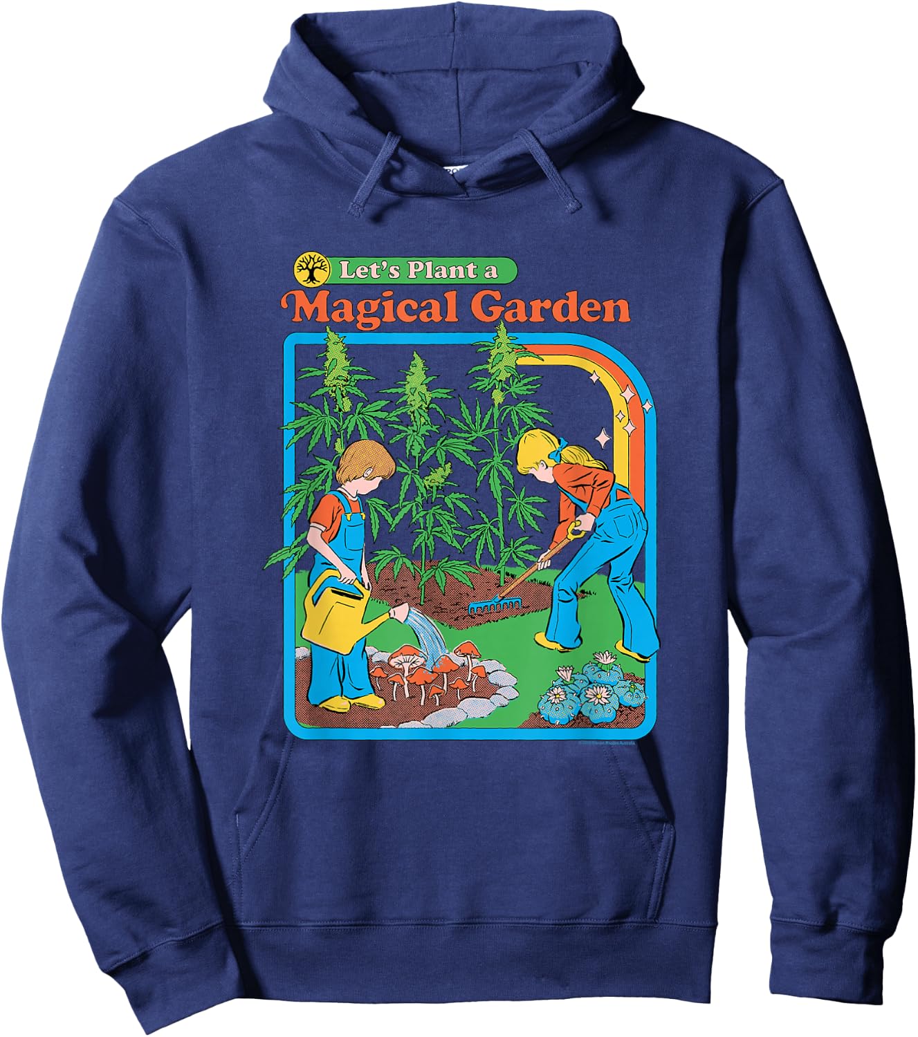 Steven Rhodes Magical Mushroom Garden Retro Dark Humor Hoodie - Hoodie | Navy