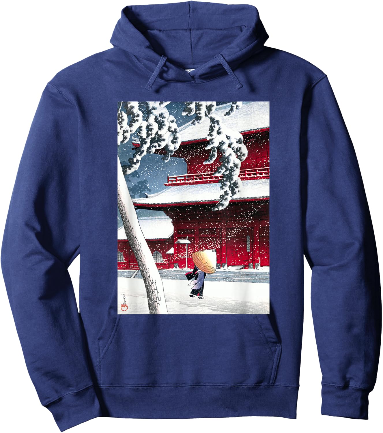 Zojo Shrine in Shiba by Hasui Kawase Shin-hanga Ukiyo-e Hoodie - Hoodie | Navy