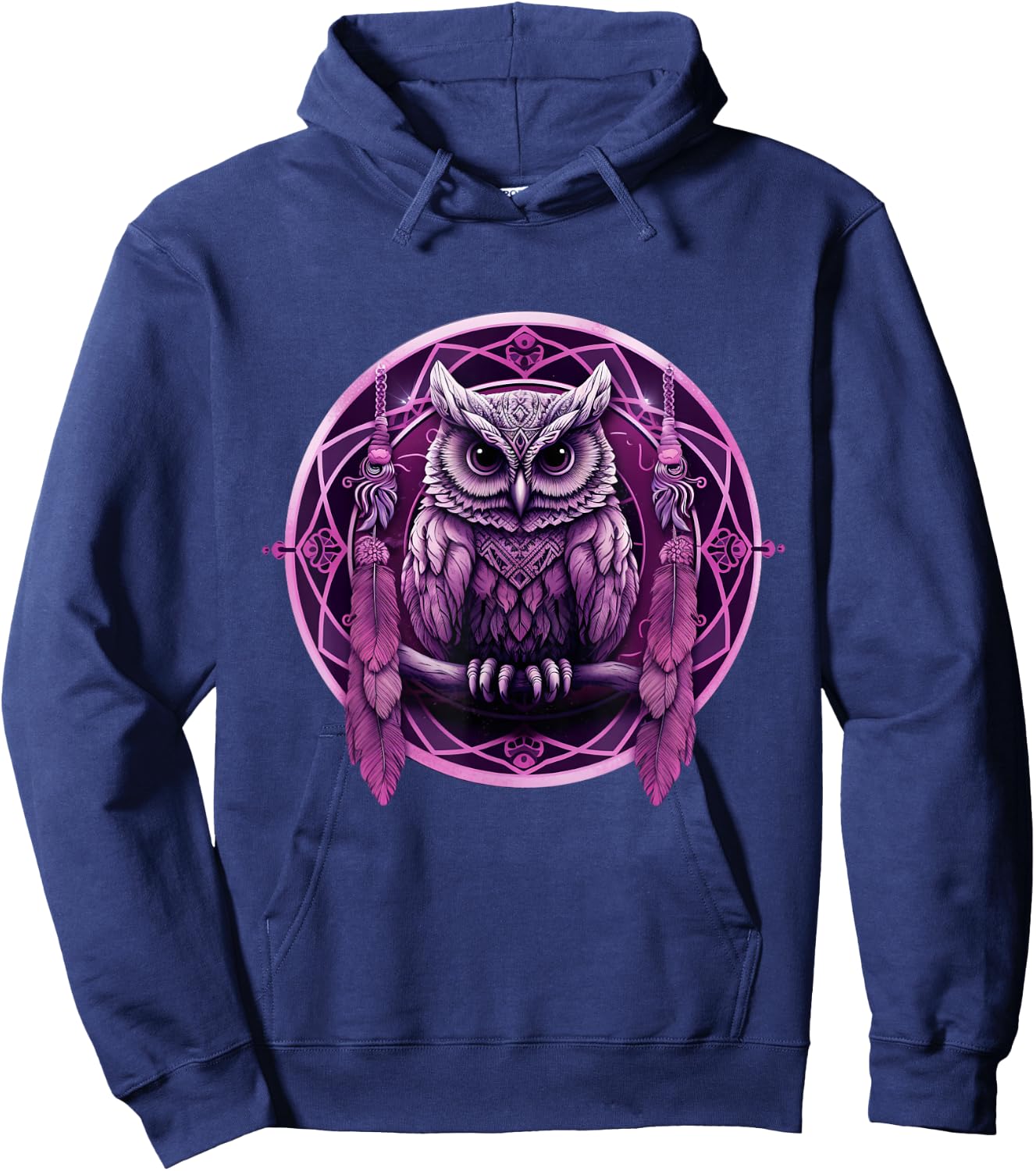 Purple Owl Dreamcatcher Moon Women Cute Mandala Kids Hoodie - Hoodie | Navy