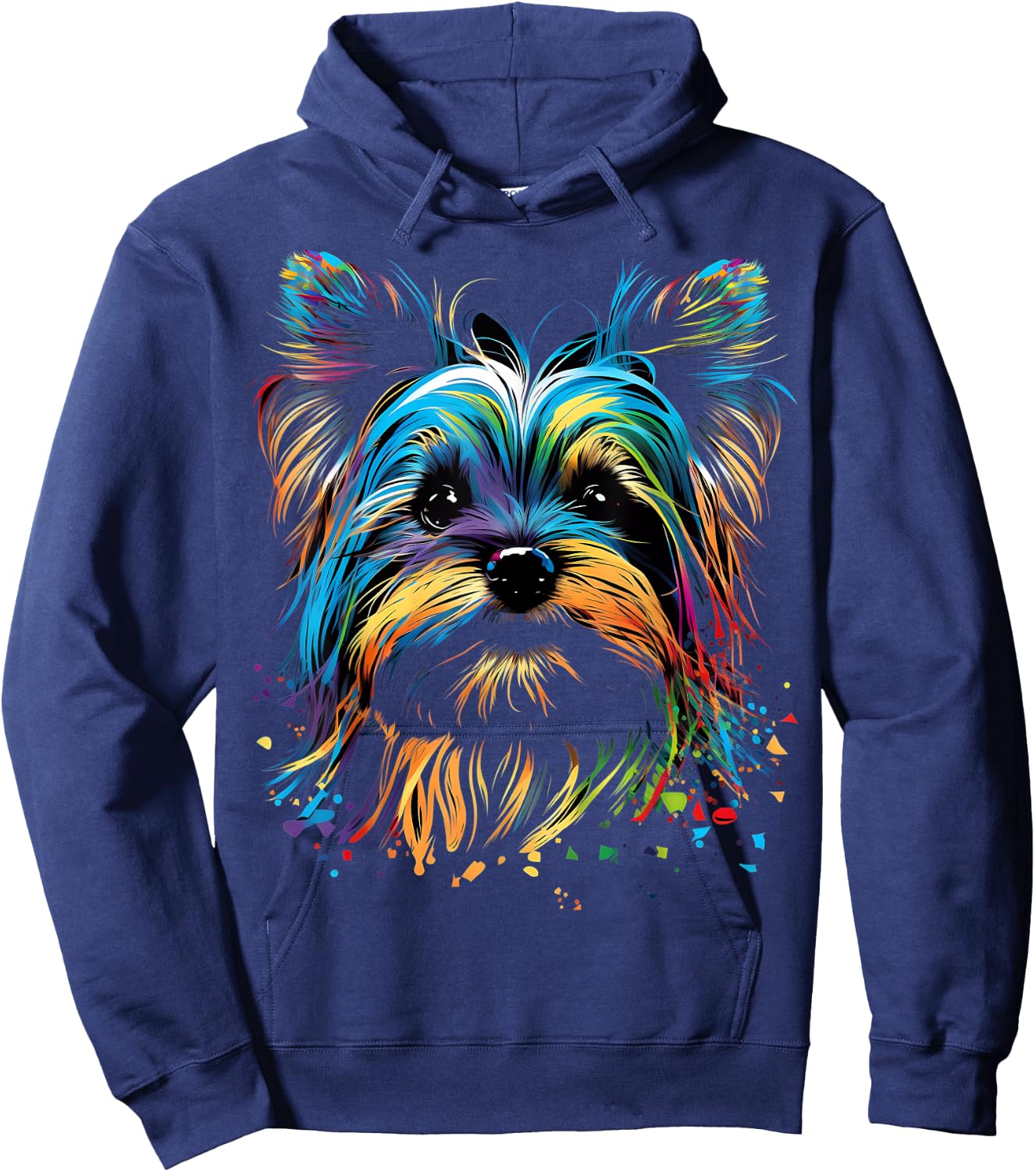 Colorful Yorkie Yorkshire Terrier Dog Face Painting Black Women Kids Hoodie - Hoodie | Navy