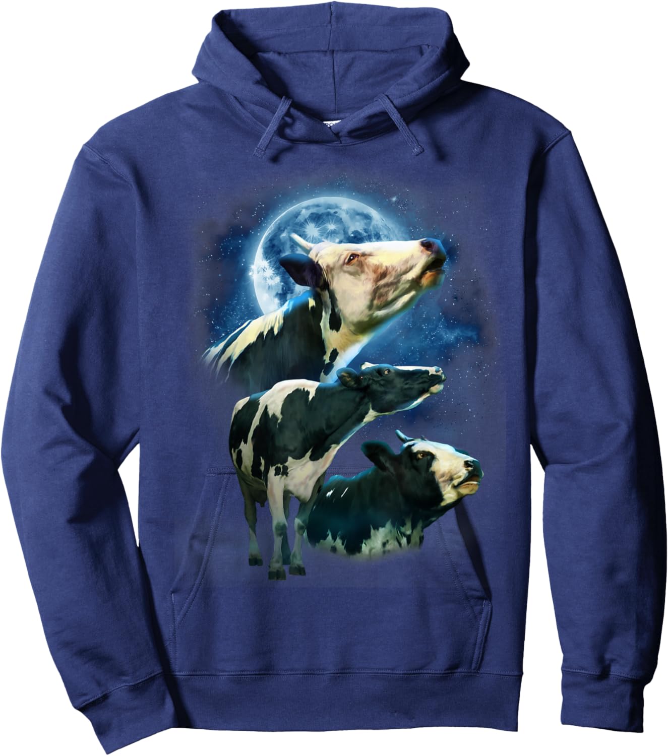 Funny Cow Shirt - Funny Cows Howling at the Moon Hoodie - Hoodie | Navy