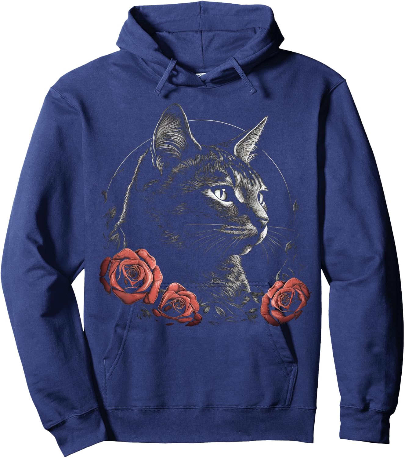 Cat Art Flowers - Pet Cat Motif Animal Cat Hoodie - Hoodie | Navy