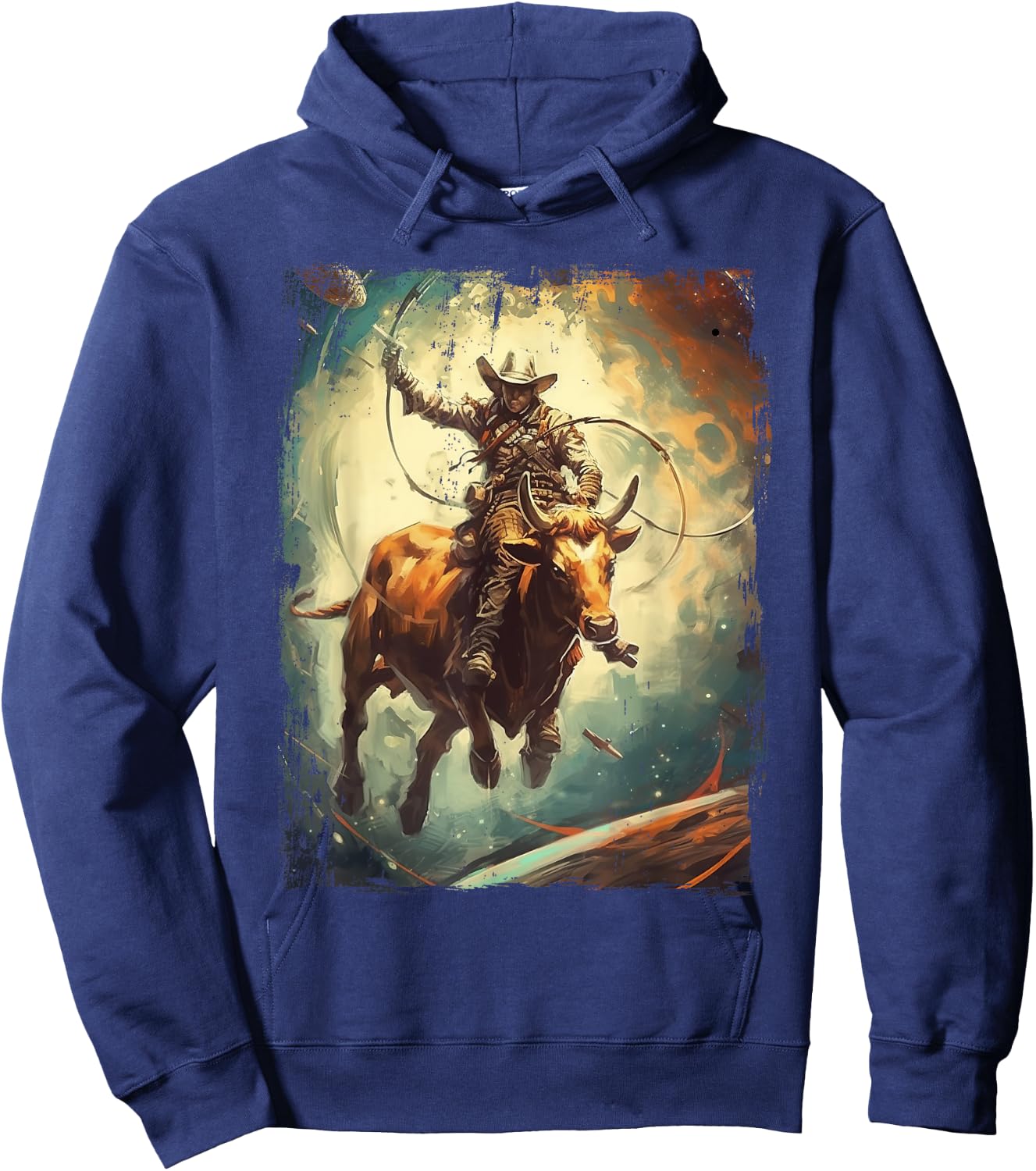 Space Rodeo Cowboy Western Southern Bull Riding Hoodie - Hoodie | Navy