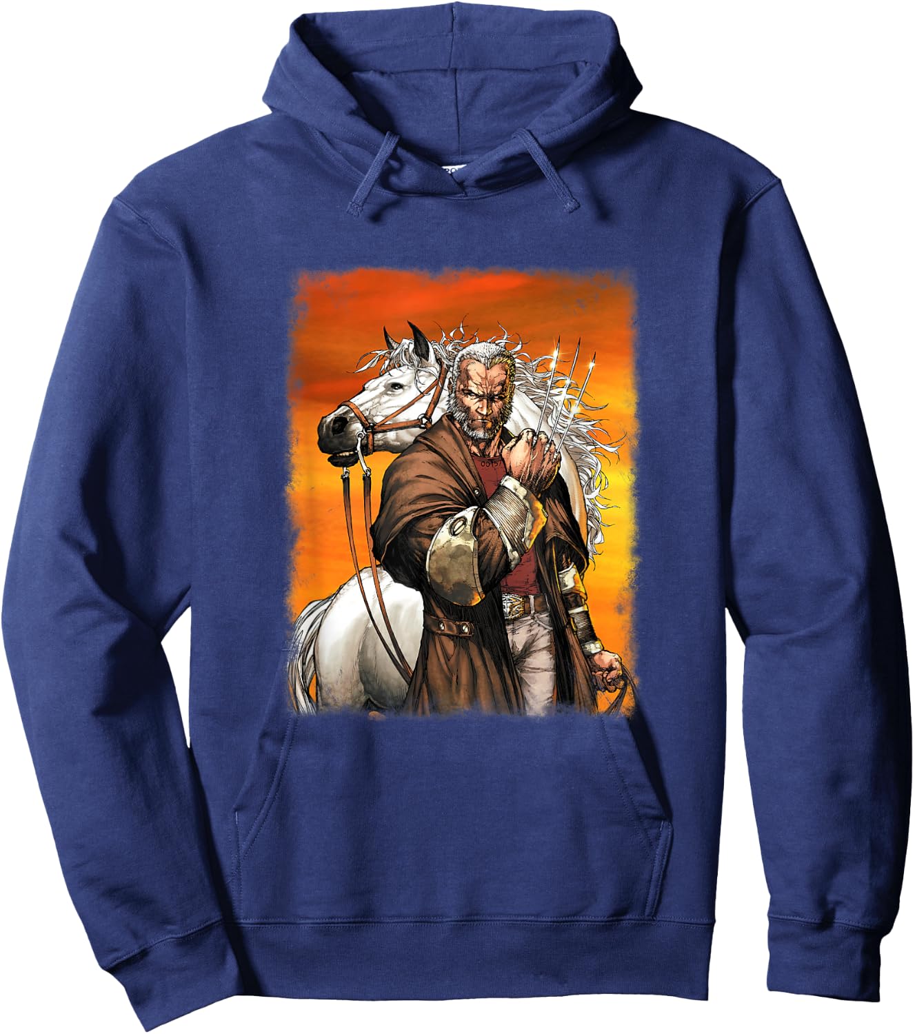 Marvel X-Men Old Man Logan & His Horse Vintage Poster Hoodie - Hoodie | Navy