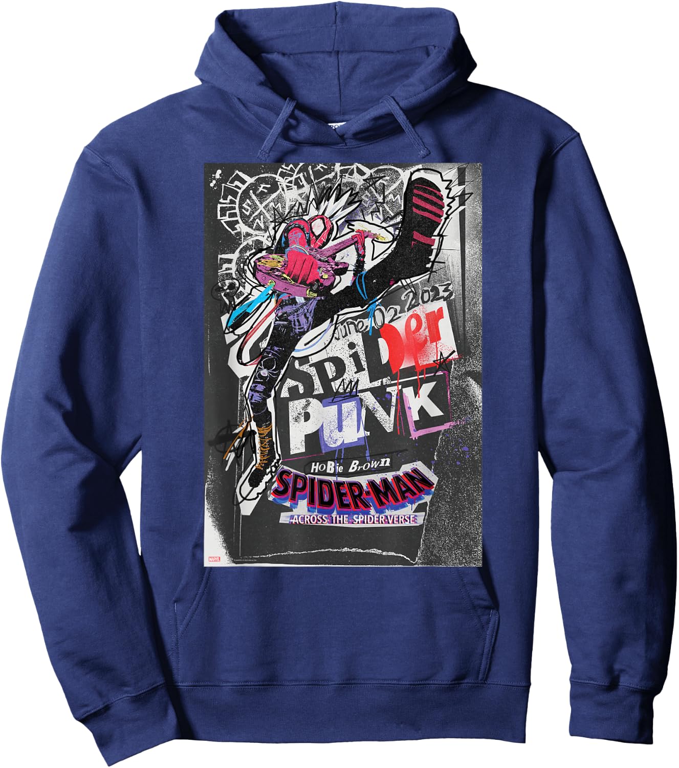 Marvel Spider-Man: Across The Spider-Verse Hobie Poster Hoodie - Hoodie | Navy
