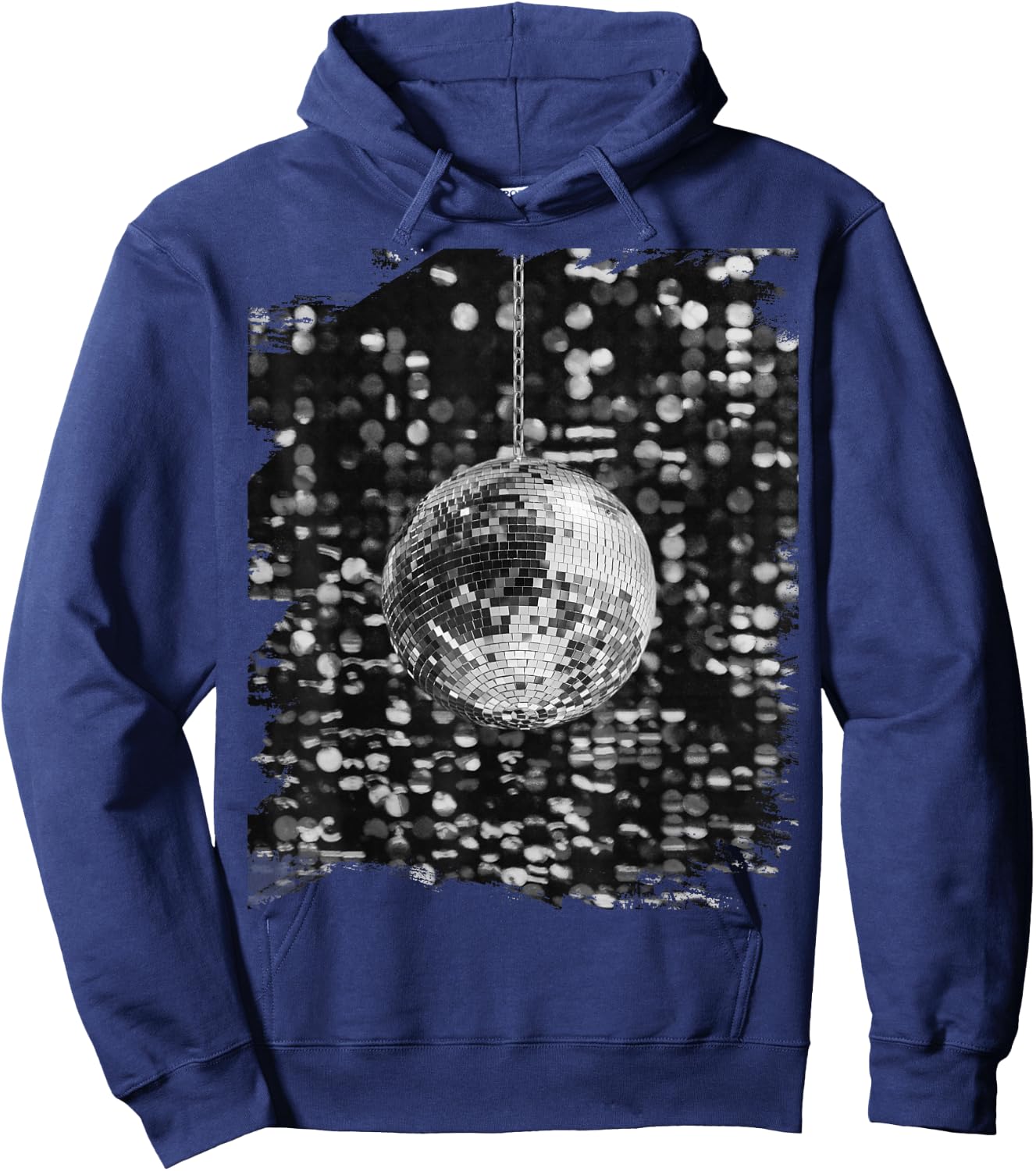 Black and White Disco Ball Club Retro Small Hoodie - Hoodie | Navy