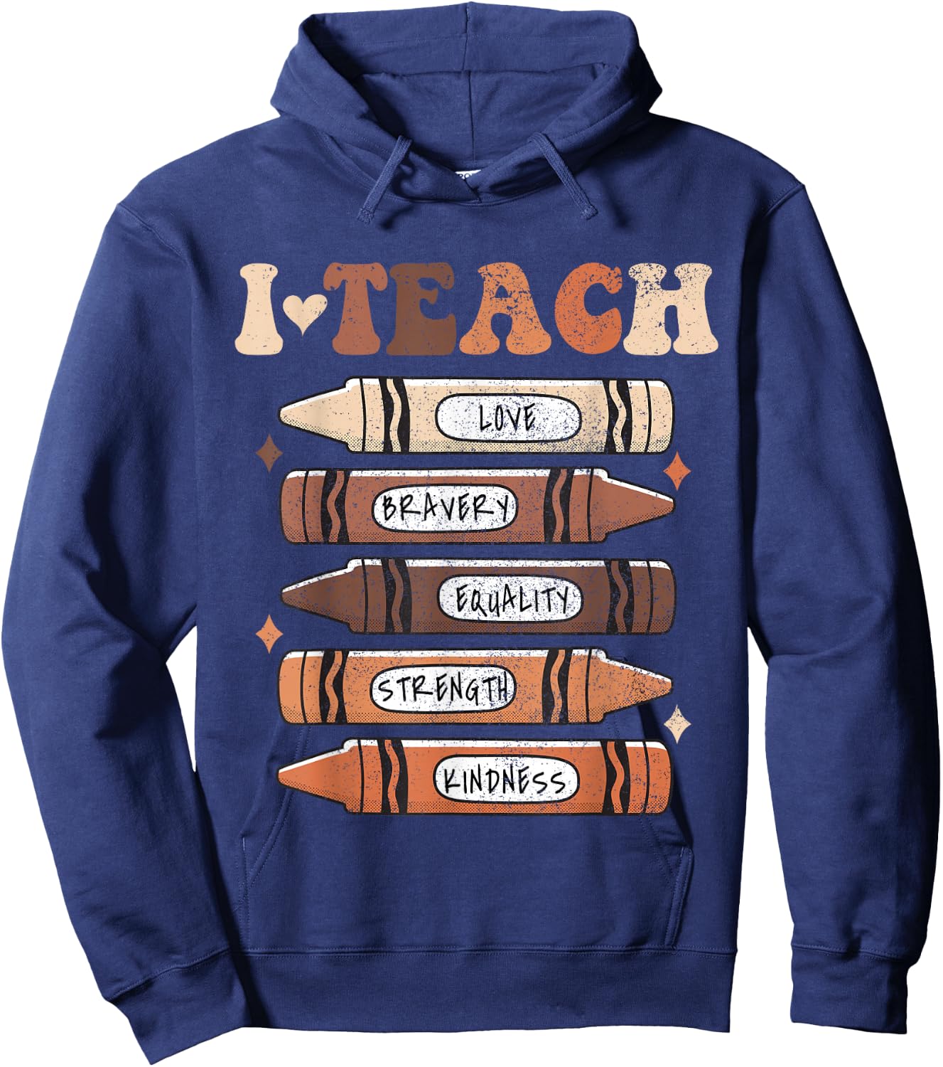 I Teach Black History Month Black Teacher Melanin Crayons Hoodie - Hoodie | Navy