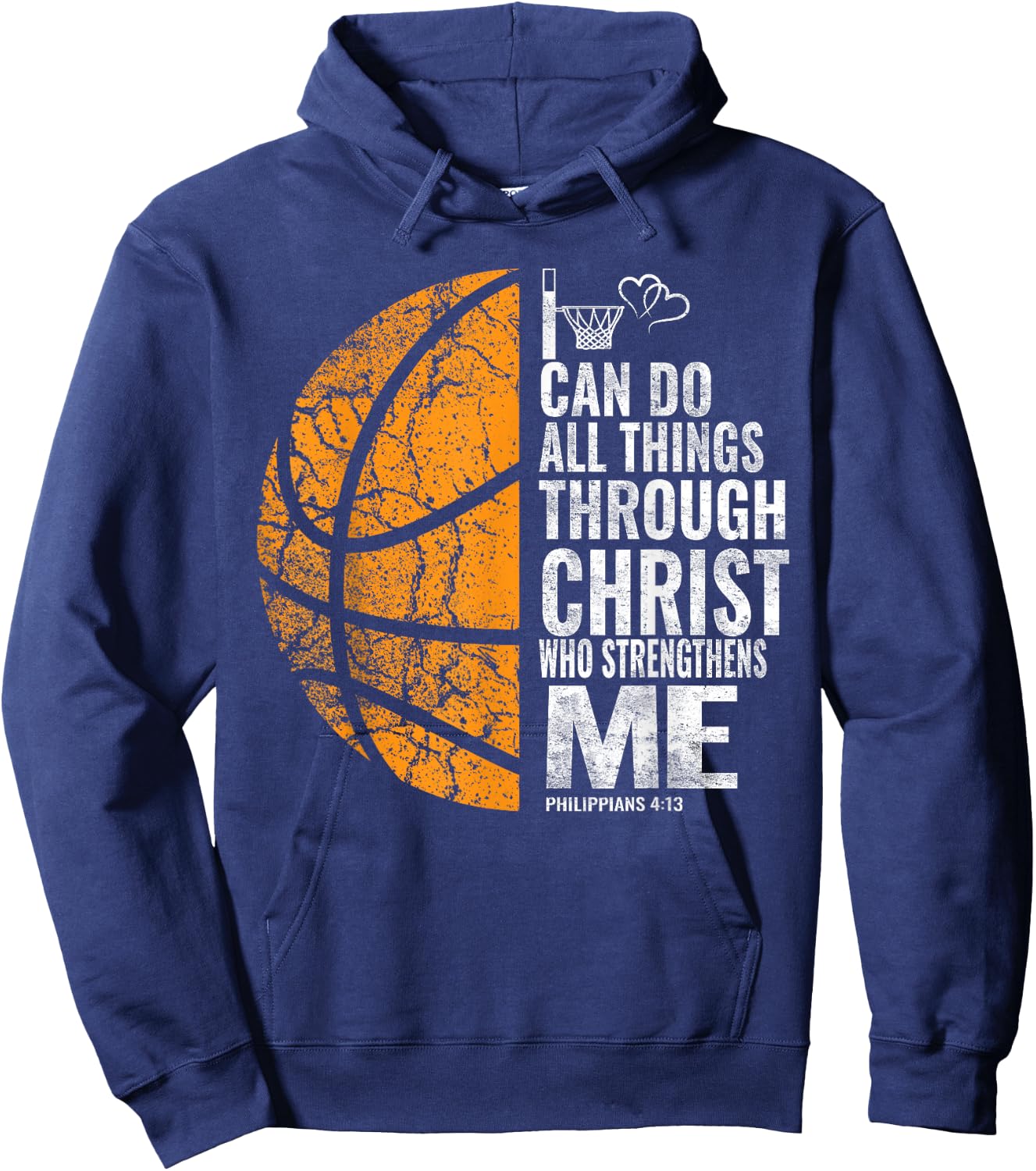 Christian Basketball Men Boys Kids Religious Hoodie - Hoodie | Navy