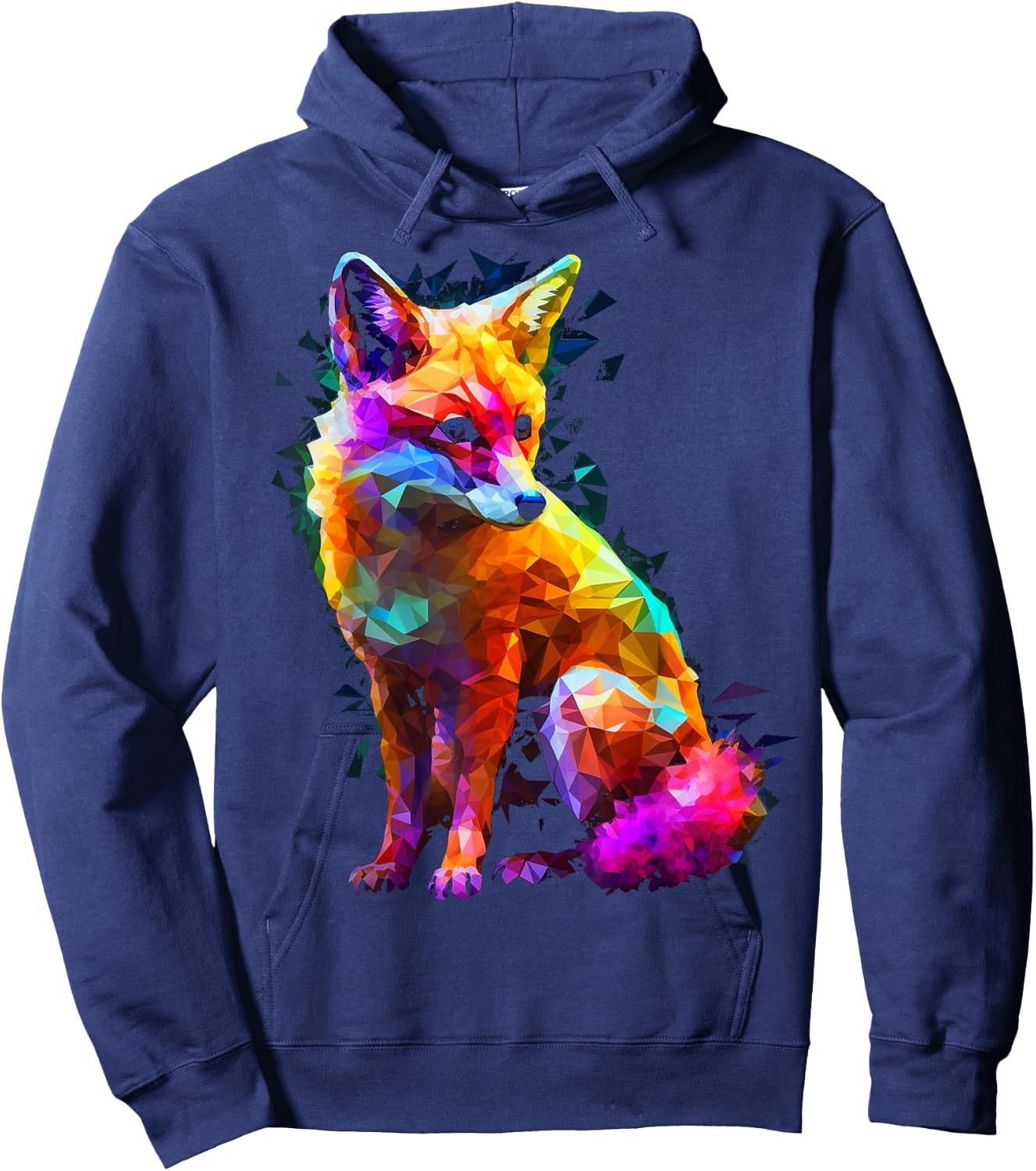 Fox Polygon Colourful Animal Lovers Art Animal Fox Hoodie - Hoodie | Navy