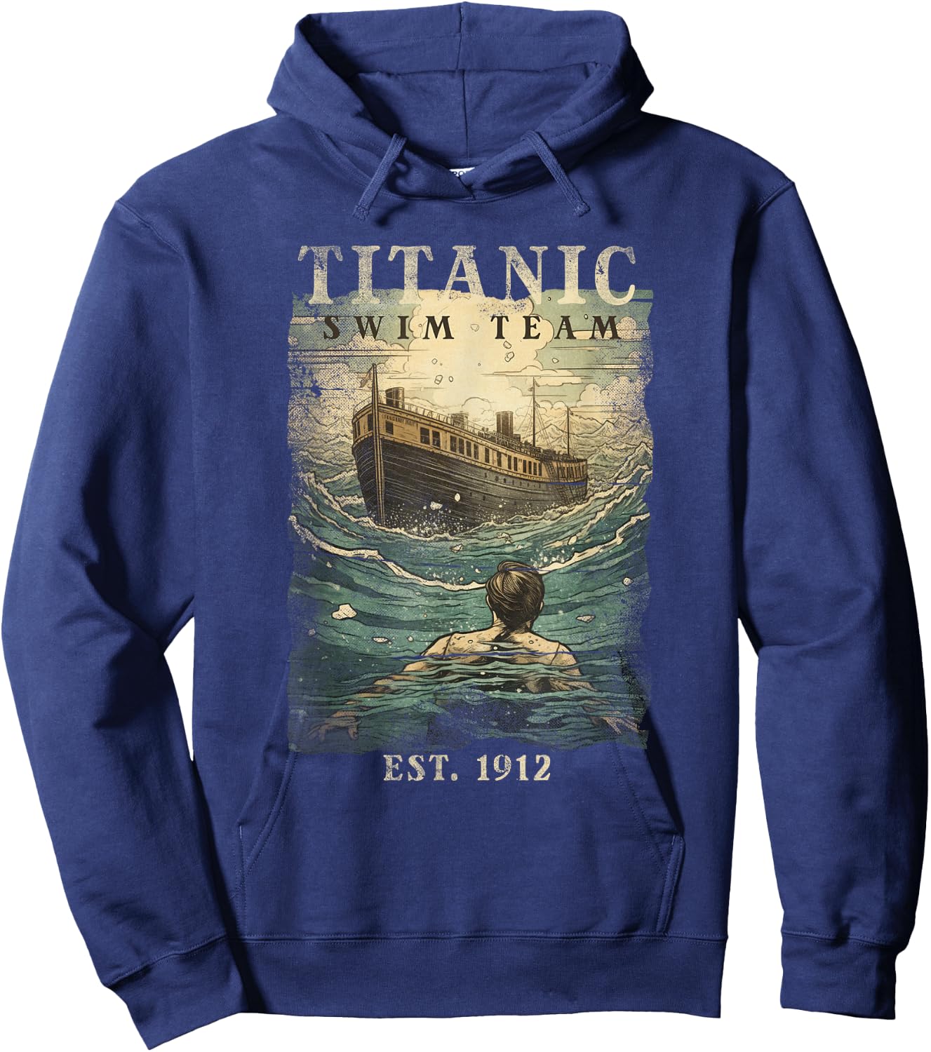 Titanic Swim Team Established 1912 Funny RMS Titanic Hoodie - Hoodie | Navy