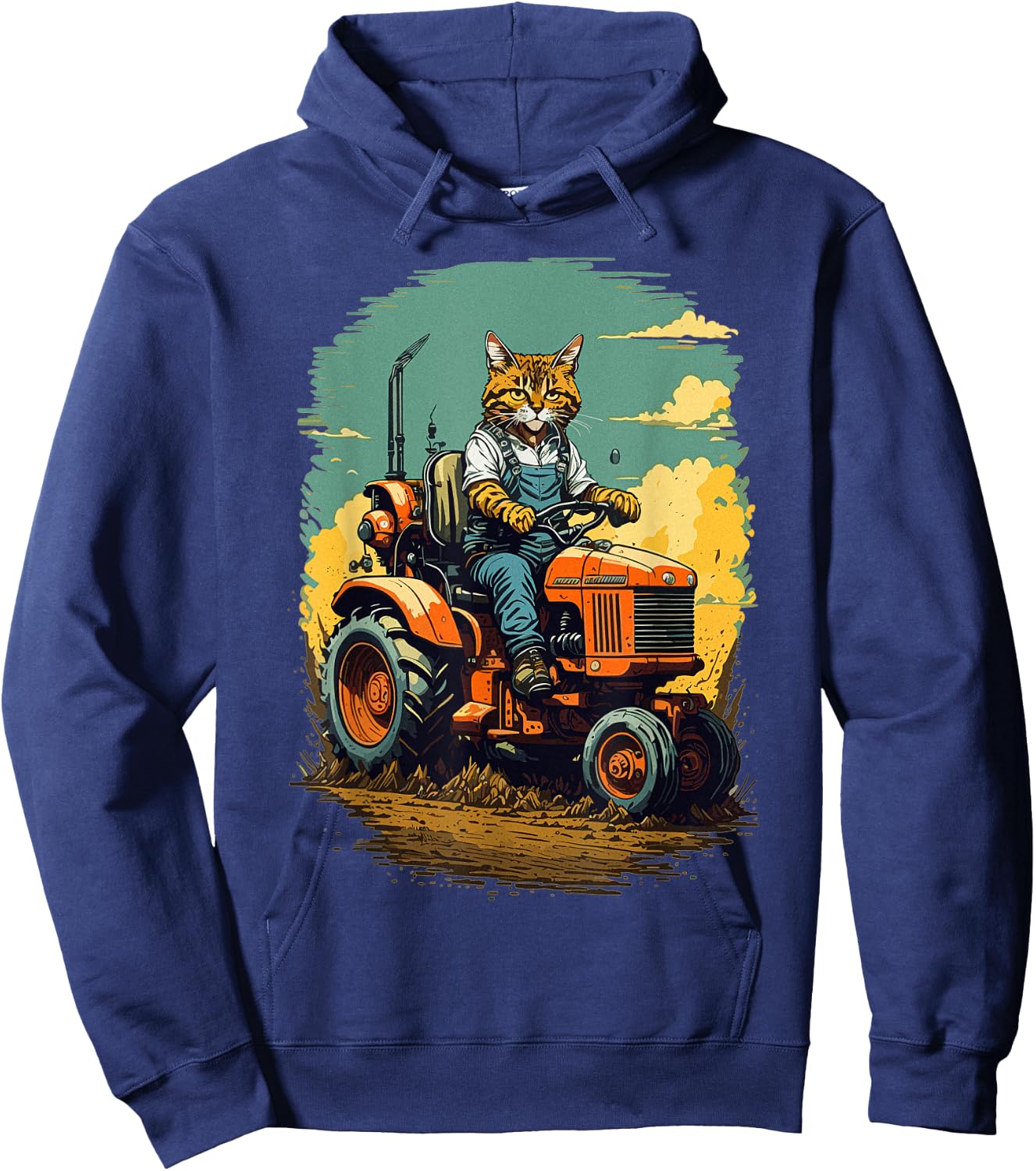 Funny Farm Tractor Lover Cat Farmer Life Cat Driving Tractor Hoodie - Hoodie | Navy