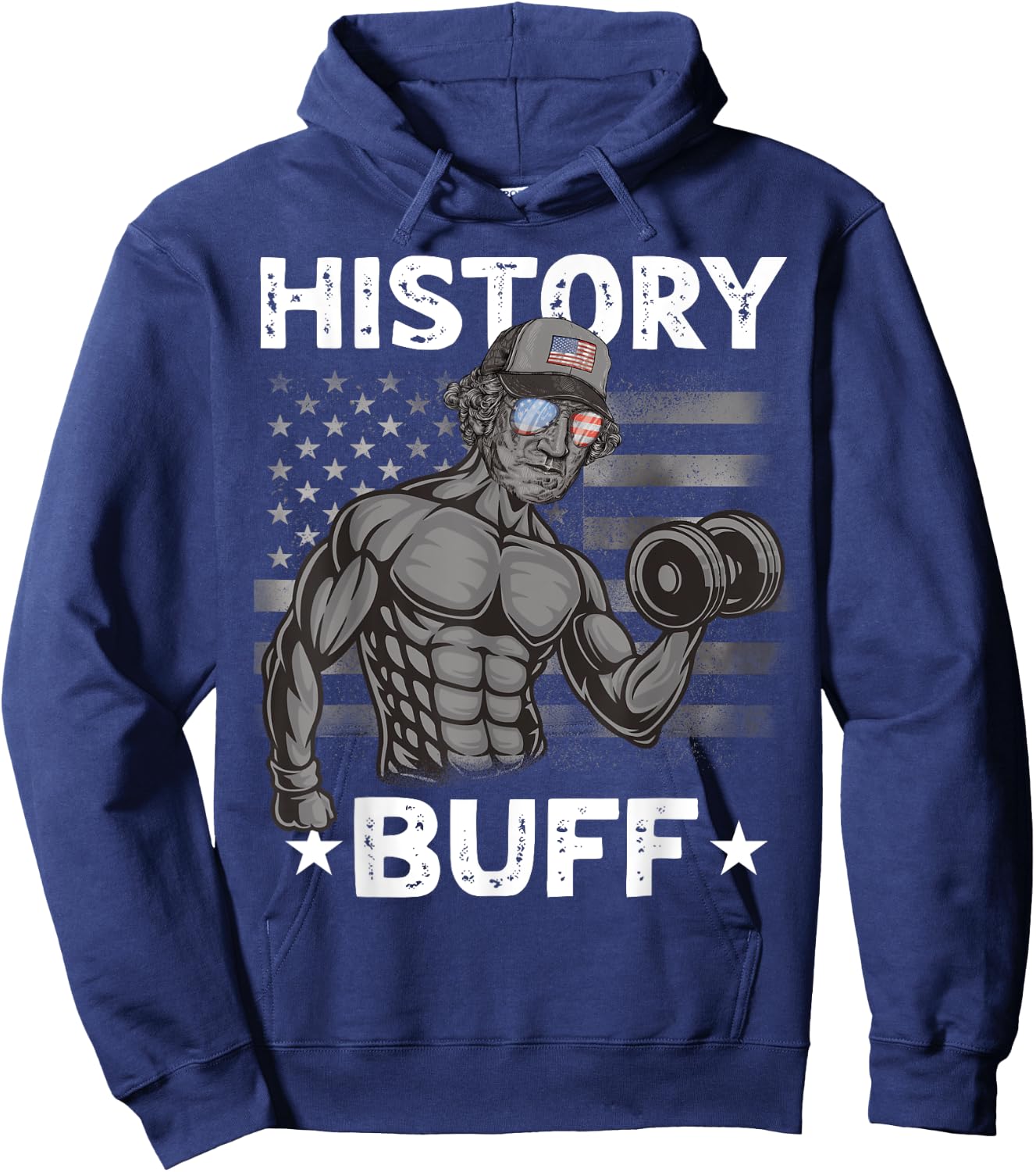 History Buff Washington Bro Weightlifting 4th of July Gym Hoodie - Hoodie | Navy