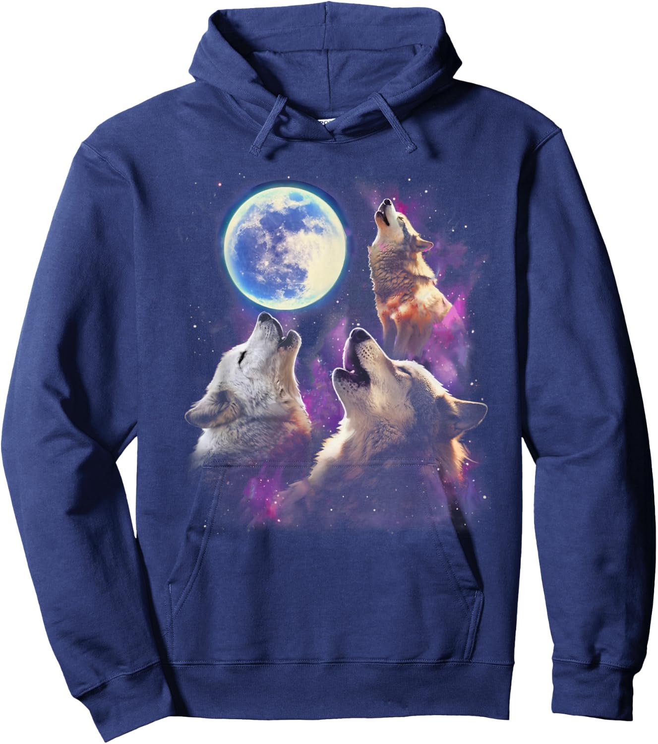 Three Wolves Howling At The Moon Funny Wild Animal Wolf Gift Hoodie - Hoodie | Navy
