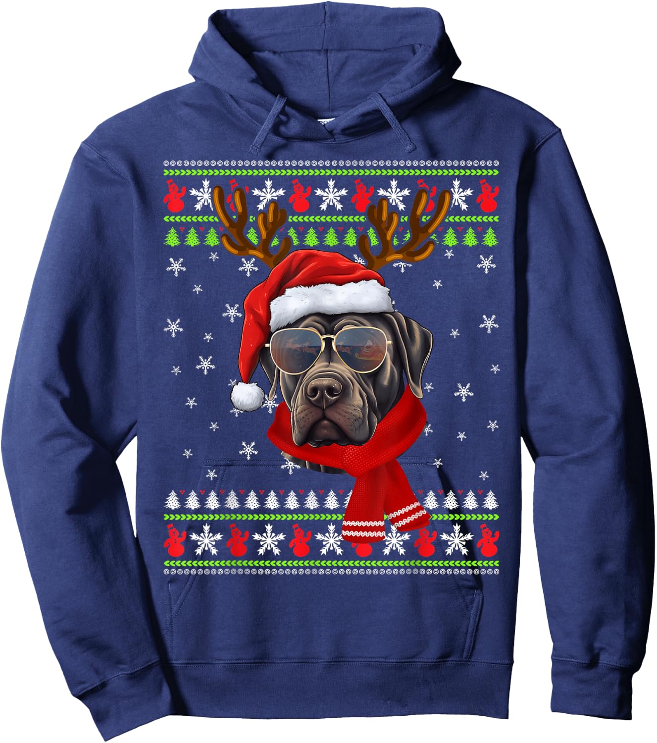 Cane Corso Christmas Funny Xmas Ugly Sweater Pajama Hoodie - Hoodie | Navy