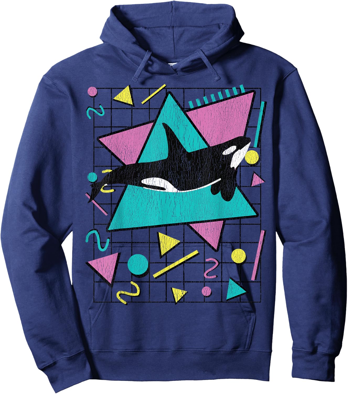 Orca Killer Whale Vintage 90s Retro 1990s Aesthetic Vibes Hoodie - Hoodie | Navy