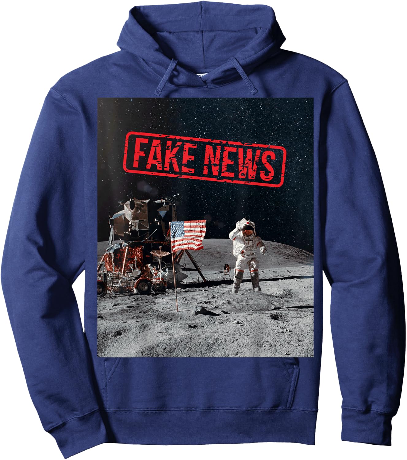 Fake Moon Landing Hoax Funny Conspiracy Theory Hoodie - Hoodie | Navy