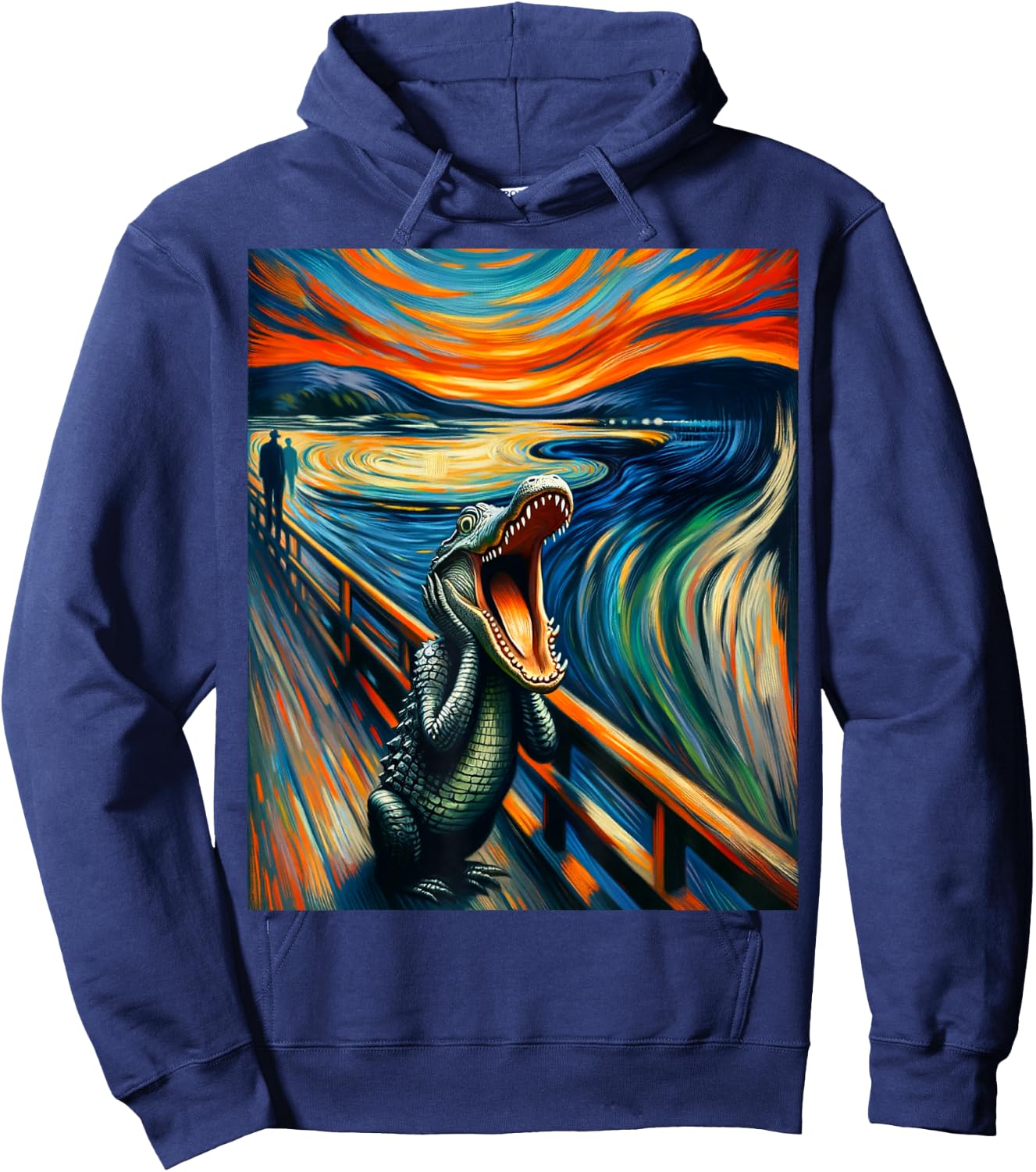 Expressionist Shirt for Alligator Lovers Artistic Alligator Hoodie - Hoodie | Navy