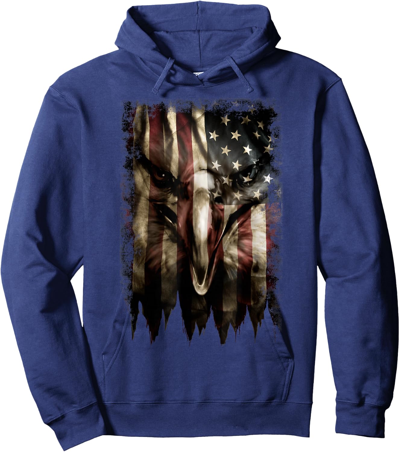 Trendy American Flag Eagle Faded Hoodie - Hoodie | Navy