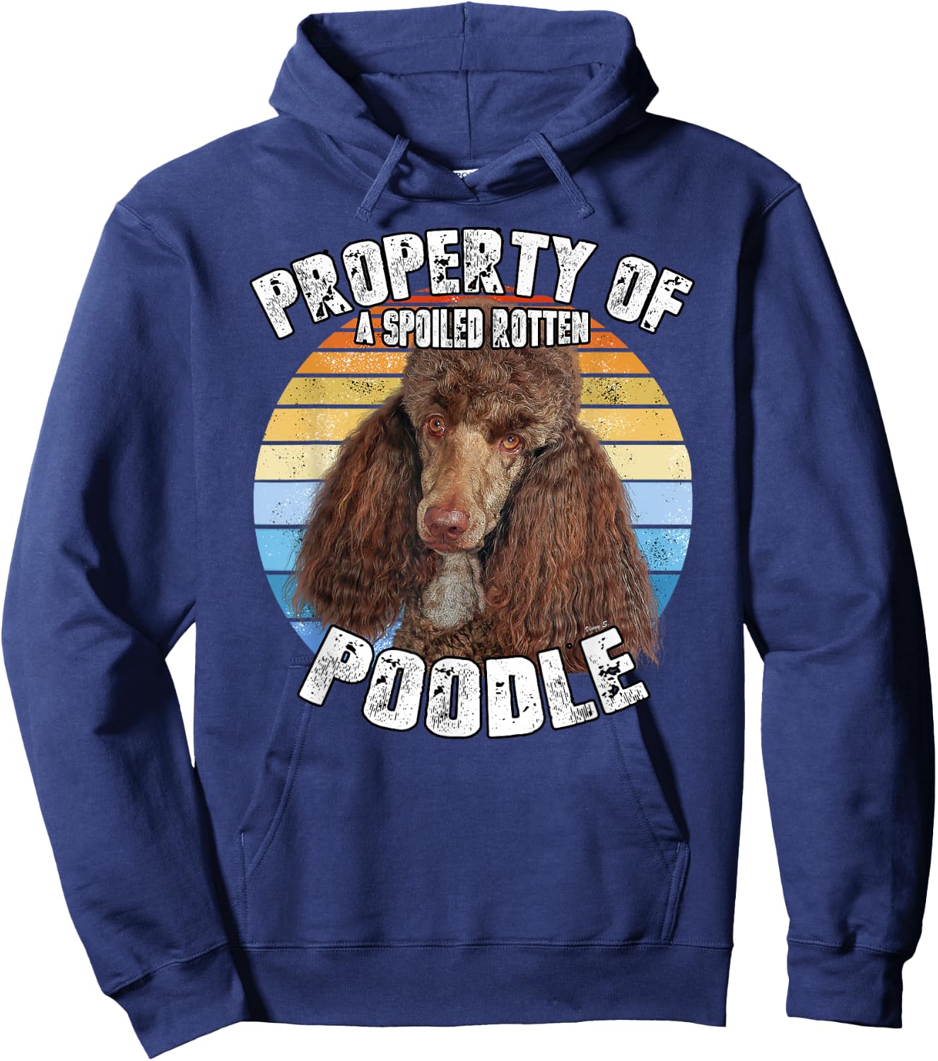 Poodle Brown Retro Property Of Hoodie - Hoodie | Navy