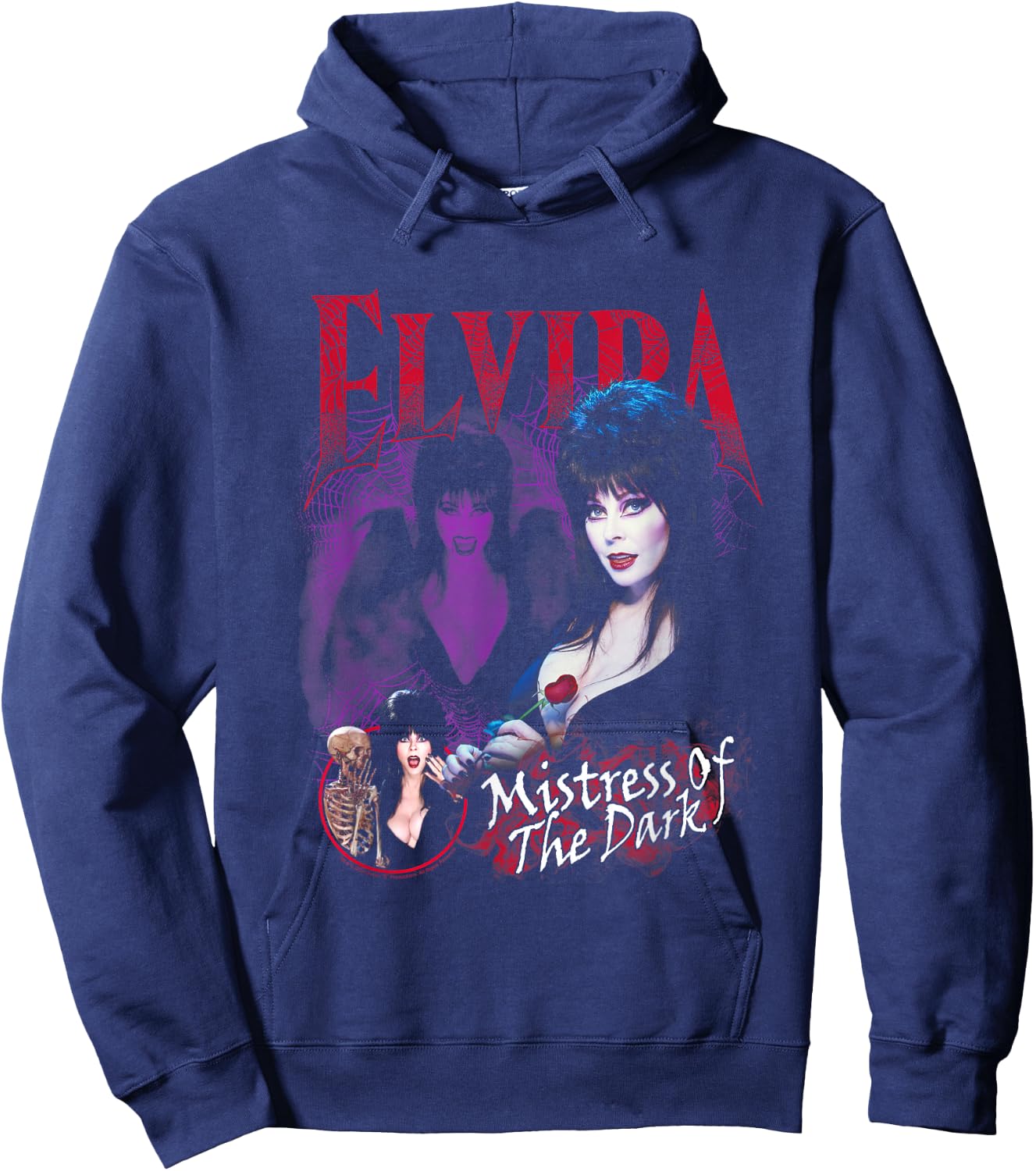 Elvira, Mistress of The Dark Purple and Red Graphic Small Hoodie - Hoodie | Navy