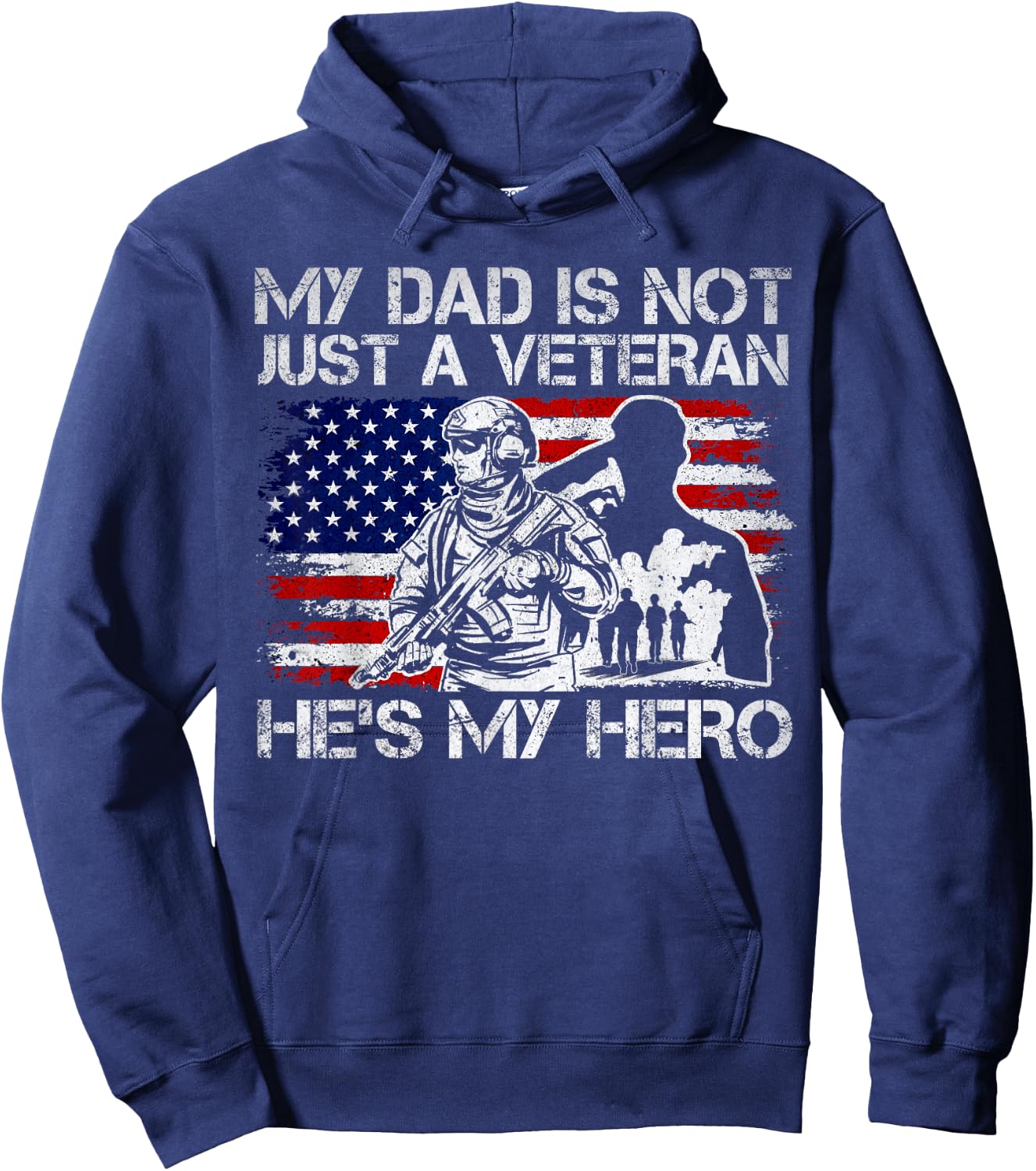 Veteran Support, Military & Veteran Dad Is My Hero, US Flag Hoodie - Hoodie | Navy