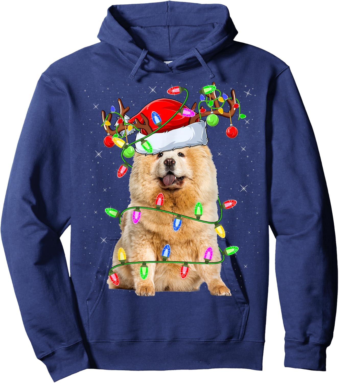 Chow Chow Dog Lover Xmas Lighting Santa Chow Chow Christmas Hoodie - Hoodie | Navy