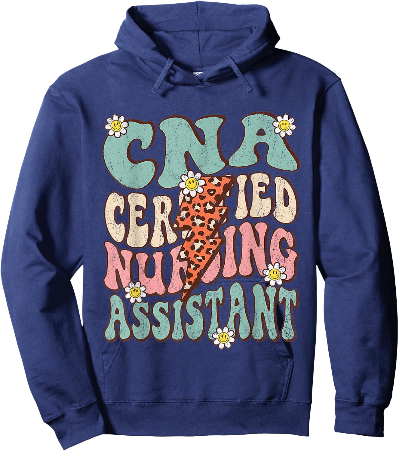 CNA Certificated Nursing Assistant Groovy Retro CNA Life Hoodie - Hoodie | Navy