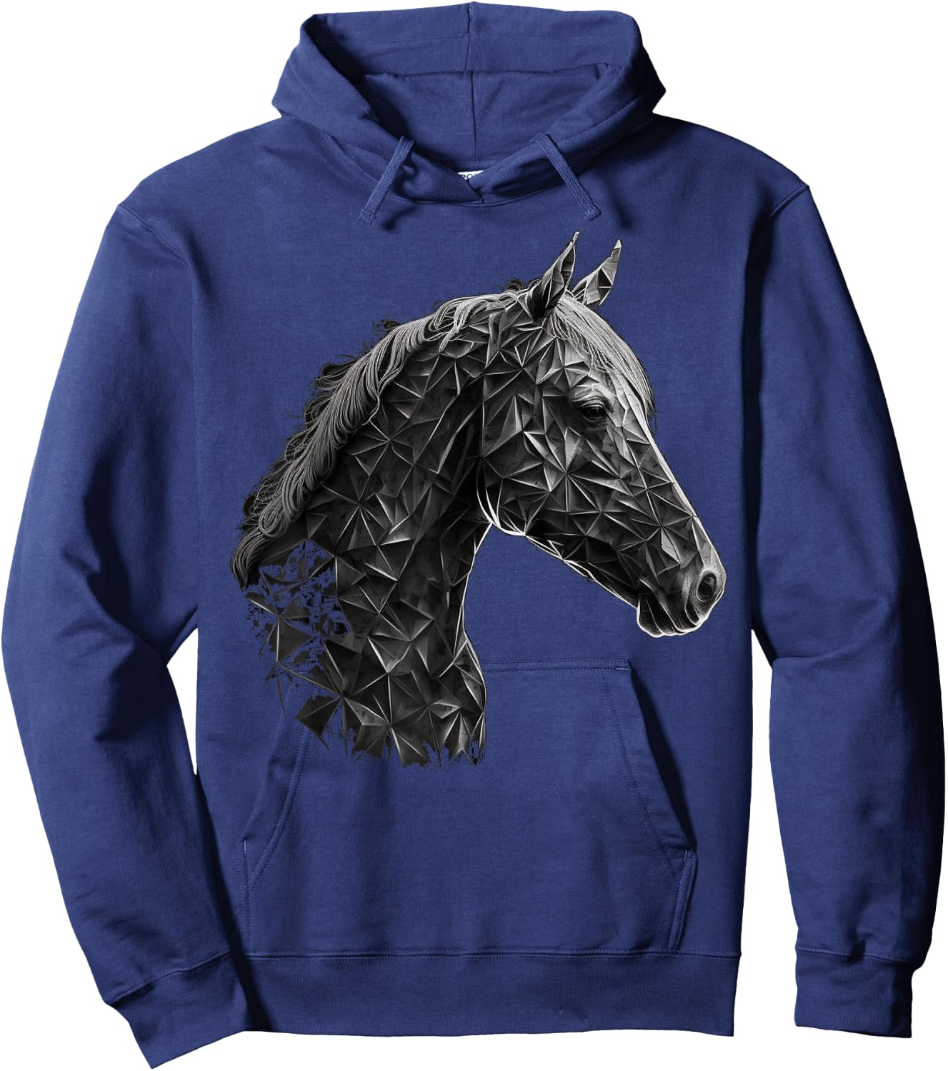 Horse Animal Geometric Polygon Drawing Perd Hoodie - Hoodie | Navy