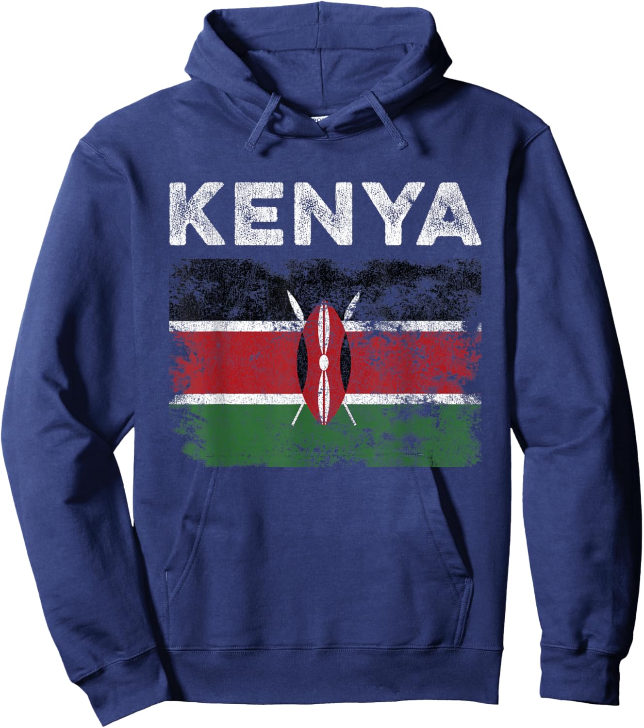 Kenya Flag Distressed - Men Women Kids - Kenyan Flag Hoodie - Hoodie | Navy