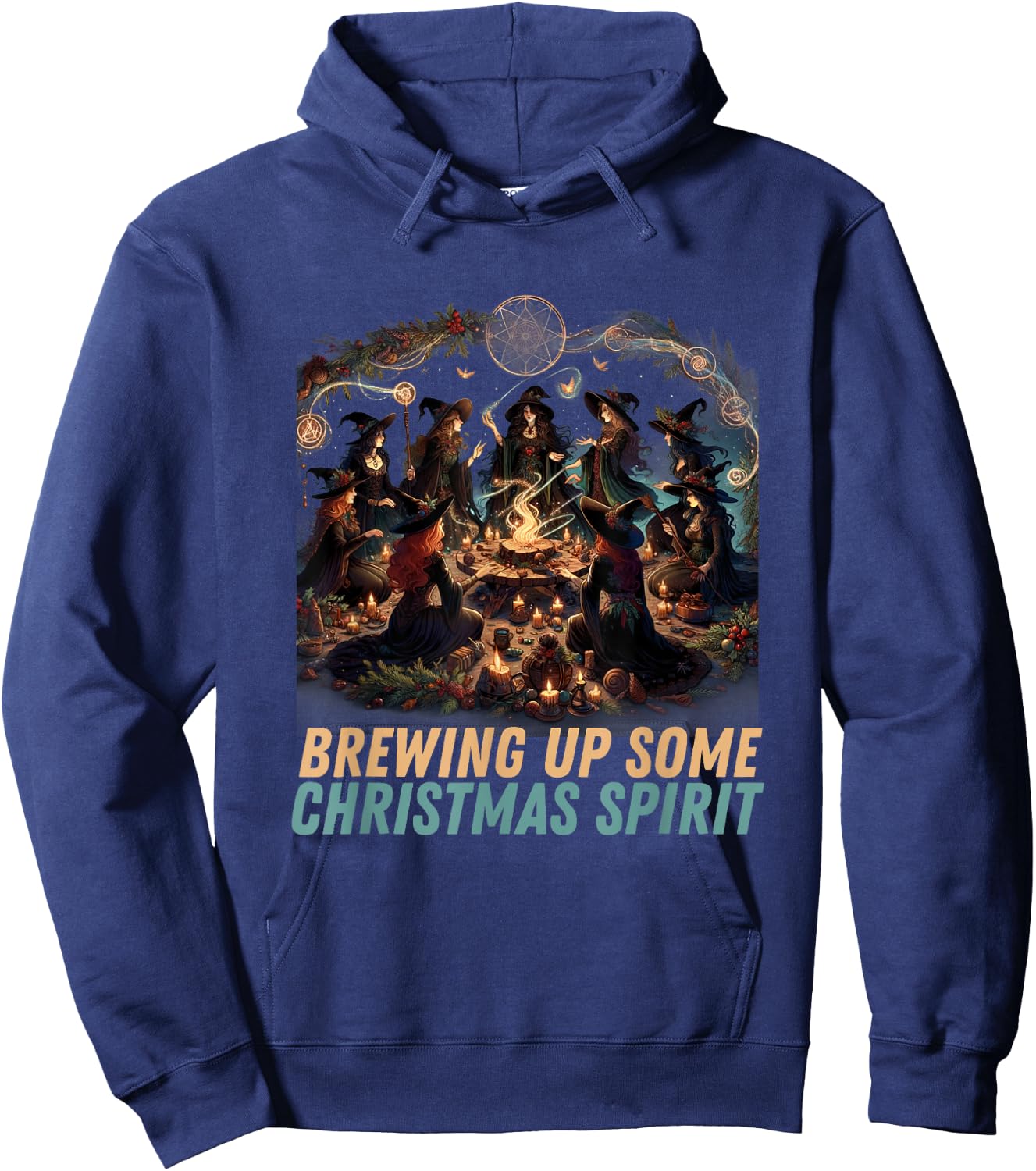 "Brewing Up Some Christmas Spirit" - Yule Witch Coven Hoodie - Hoodie | Navy