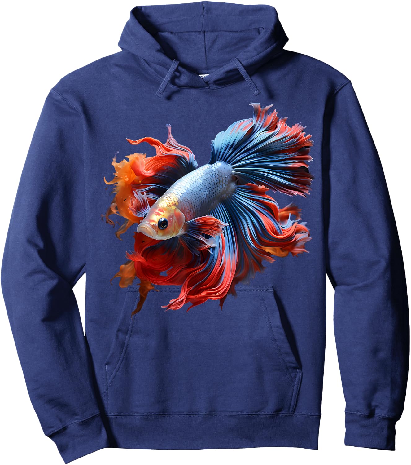 Colorful Fish Make Life Betta Fighting Fish Nano Aquarium Hoodie - Hoodie | Navy