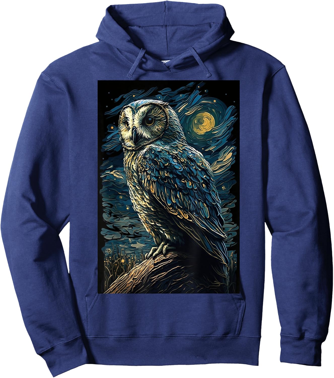Owl Starry Night Van Gogh Style Birds Lover Owl Mom & Dad Hoodie - Hoodie | Navy