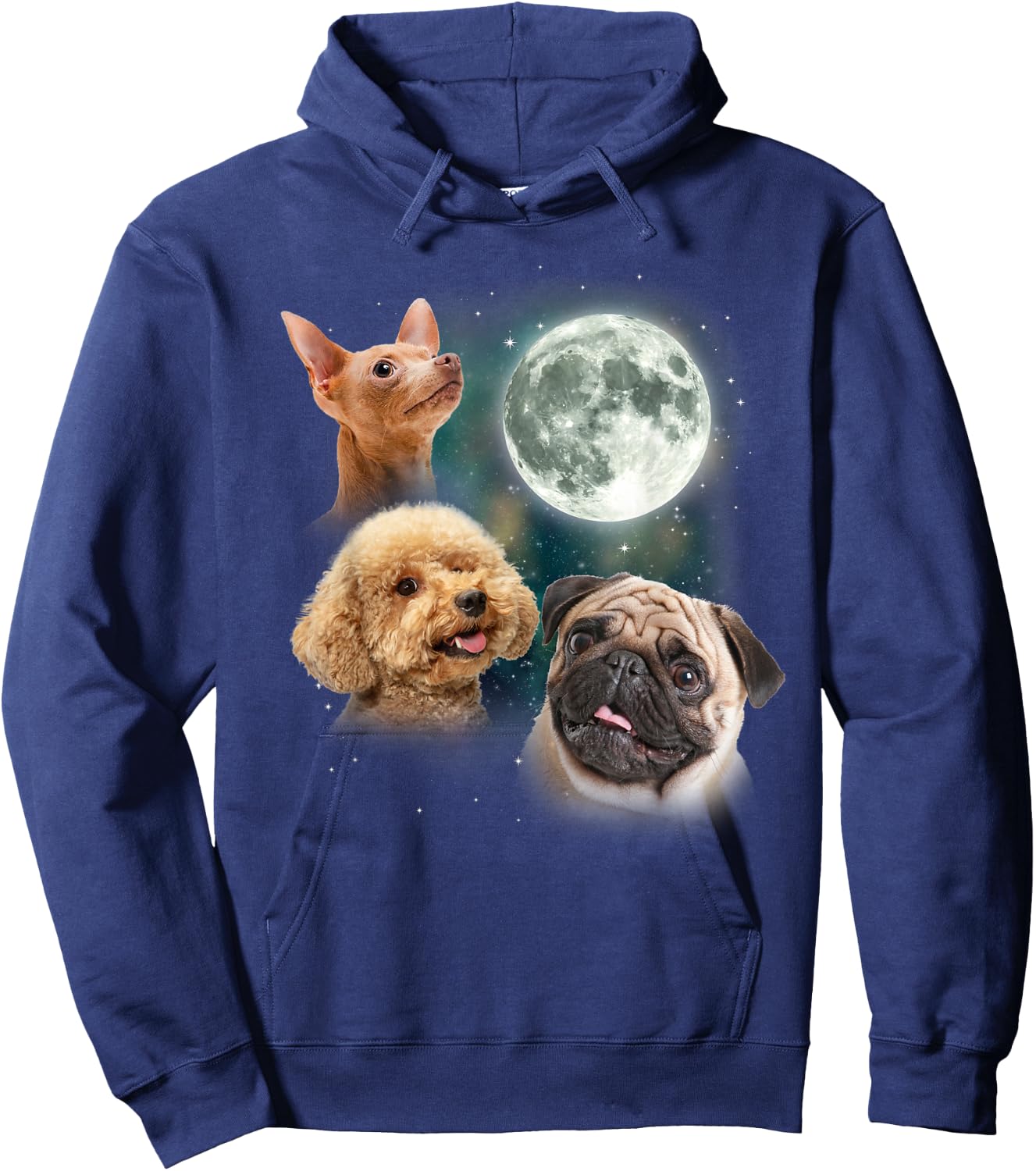 Funny Dog Shirt | 3 Doggo Moon Doggie Lovers Howling Canine Hoodie - Hoodie | Navy