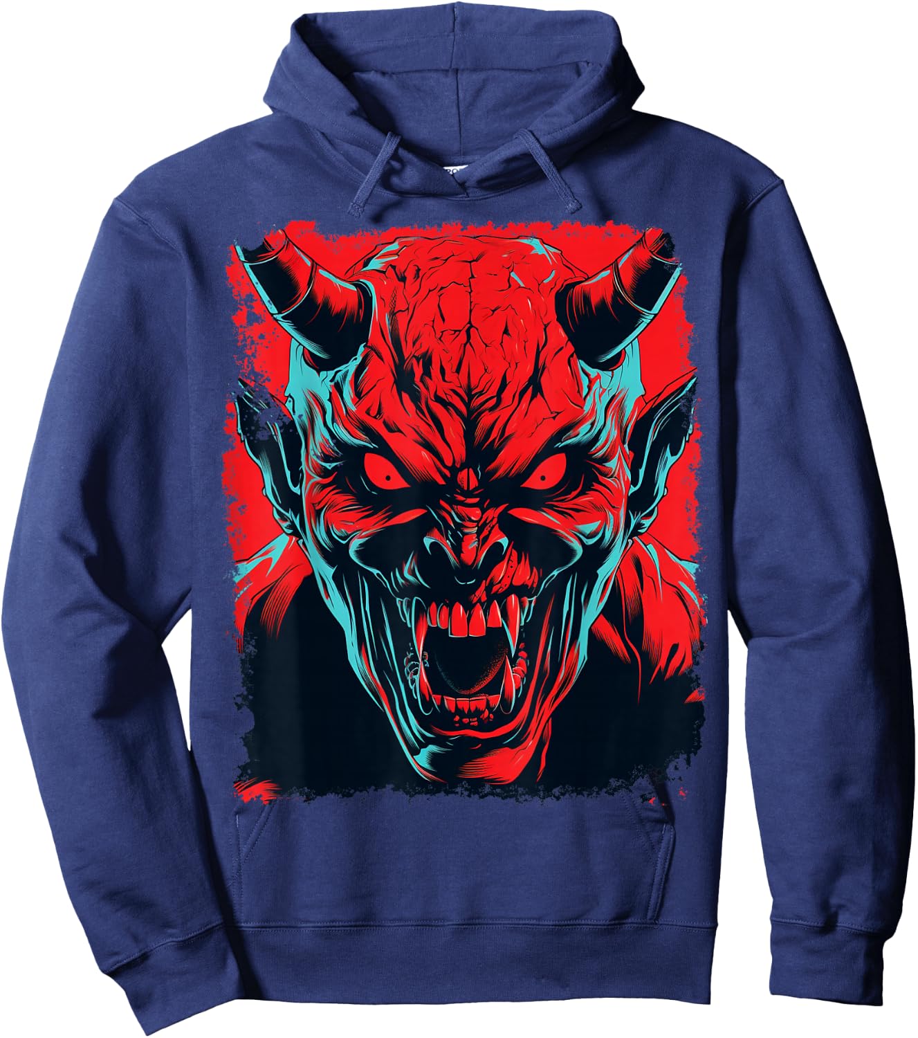 Red Demon Halloween Design Hoodie - Hoodie | Navy