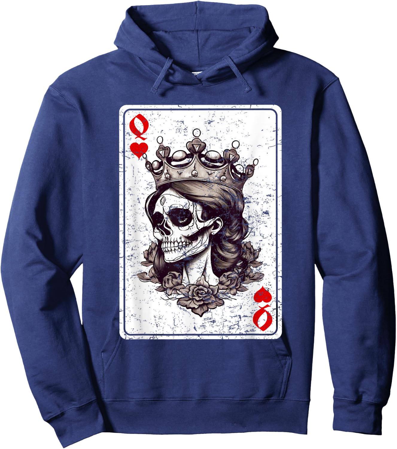 Queen of Hearts Card Game Horror Heart Queen Gothic Hoodie - Hoodie | Navy